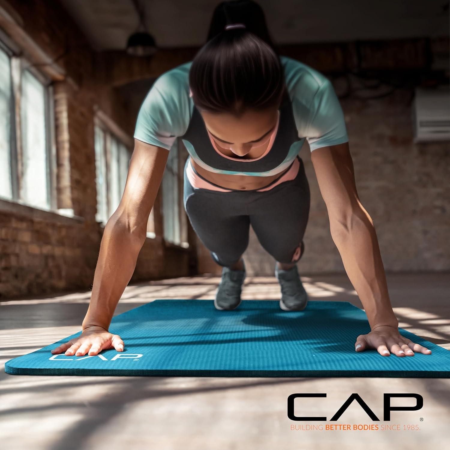 image:imageCAP Barbell 12Inch High Density Exercise Yoga Mat with Strap Multiple OptionsTeal