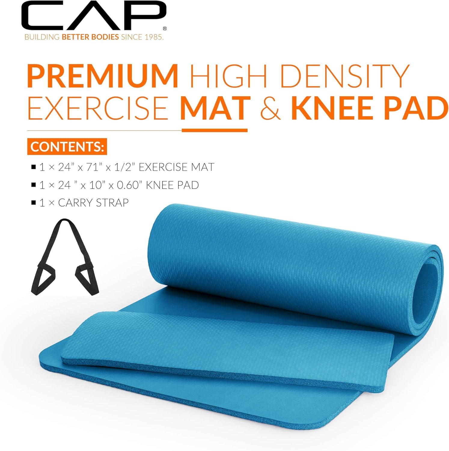 image:imageCAP Barbell 12Inch High Density Exercise Yoga Mat with Strap Multiple OptionsTeal