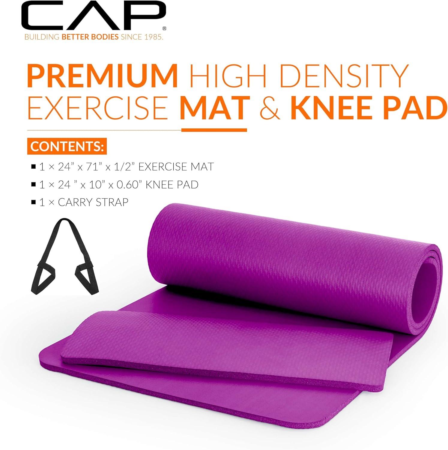 image:imageCAP Barbell 12Inch High Density Exercise Yoga Mat with Strap Multiple OptionsWine
