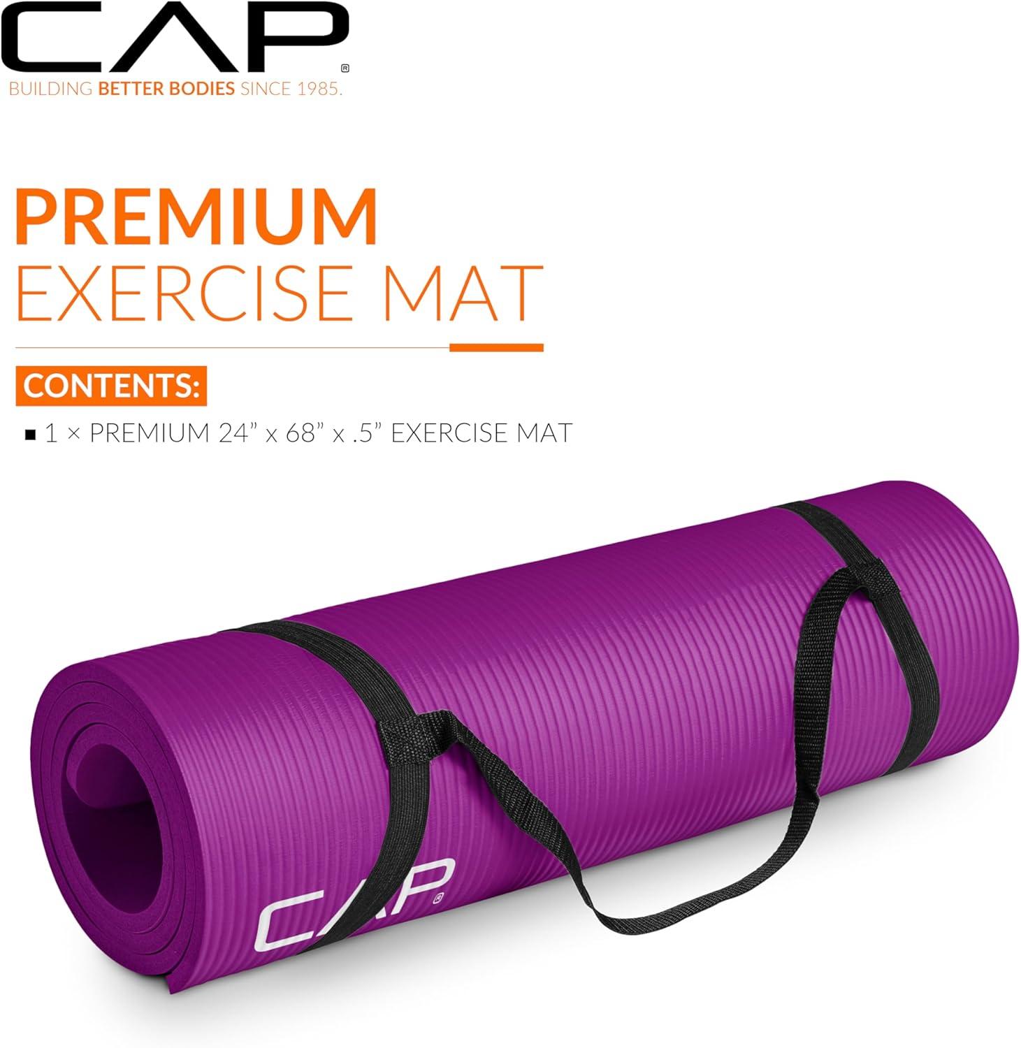 image:imageCAP Barbell 12Inch High Density Exercise Yoga Mat with Strap Multiple OptionsWine