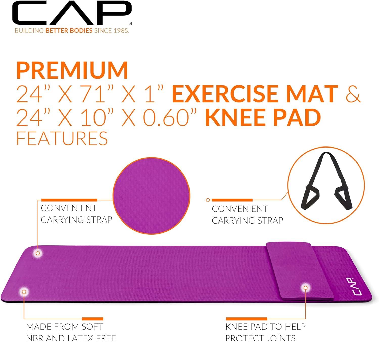 image:imageCAP Barbell 12Inch High Density Exercise Yoga Mat with Strap Multiple OptionsWine