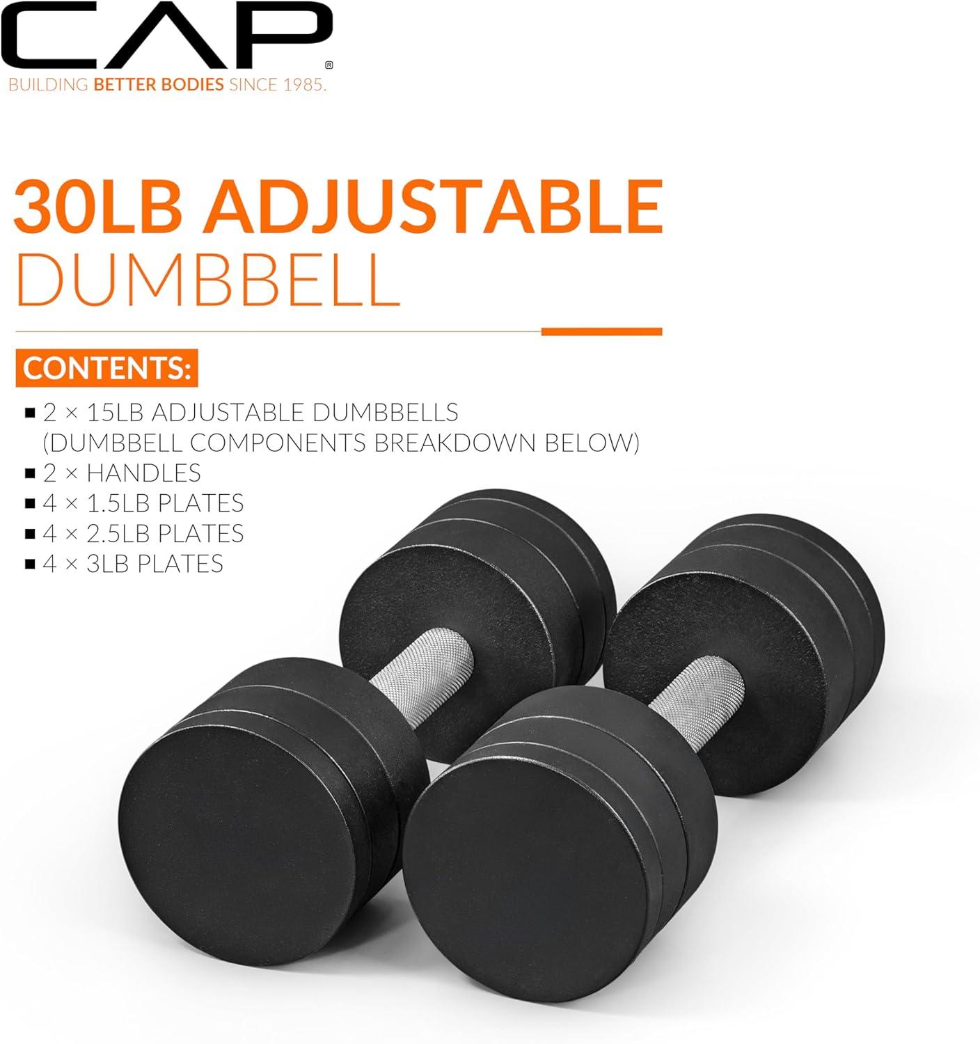 image:imageCAP Barbell 15 lb Adjustable Dumbbell Compact Cast Iron Weight Multiple OptionsPair