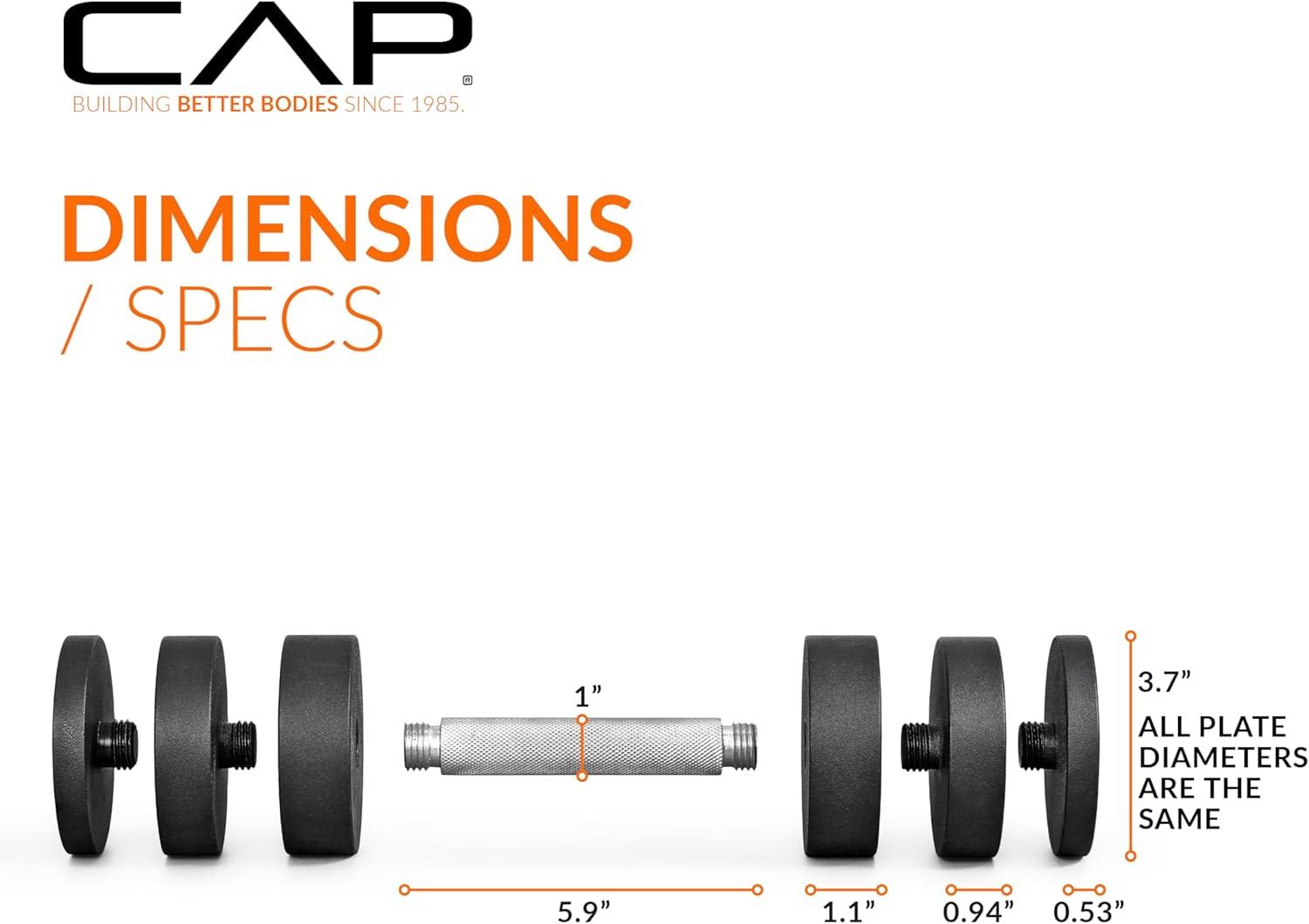 image:imageCAP Barbell 15 lb Adjustable Dumbbell Compact Cast Iron Weight Multiple OptionsPair