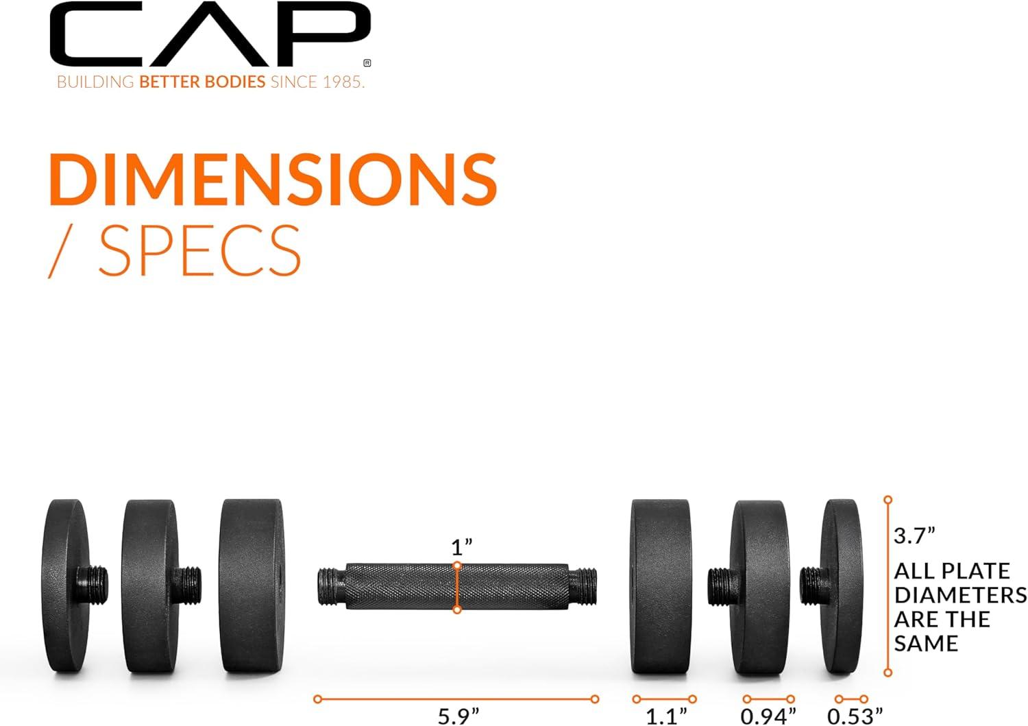 image:imageCAP Barbell 15 lb Adjustable Dumbbell Compact Cast Iron Weight Multiple OptionsSingle