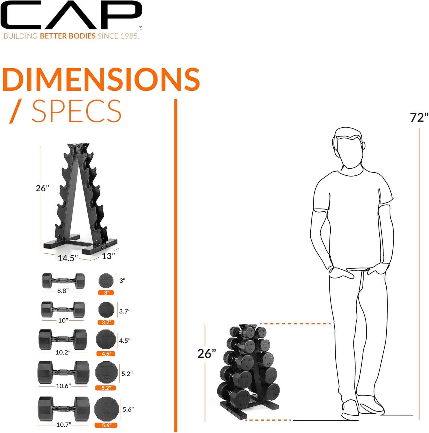 image:imageCAP Barbell 150 LB Coated Hex Dumbbell Weight Set with Vertical Rack Multiple OptionsBlue Rack