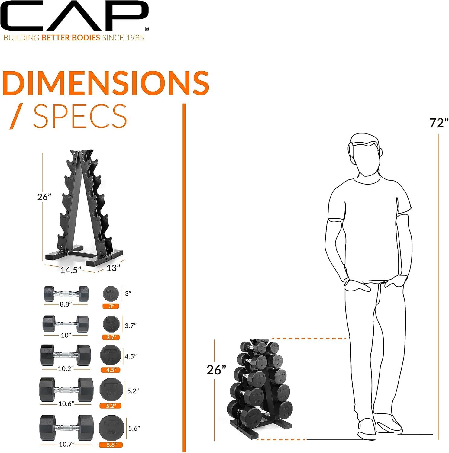 image:imageCAP Barbell 150 LB Coated Hex Dumbbell Weight Set with Vertical Rack Multiple OptionsBlue Rack