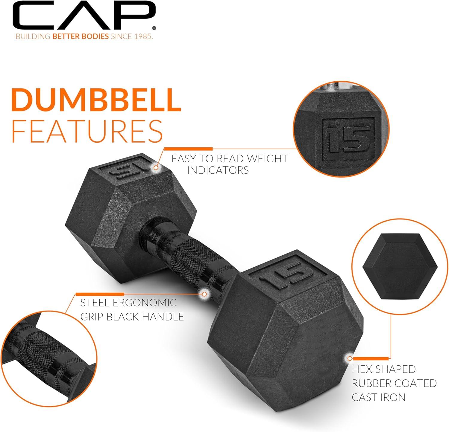 image:imageCAP Barbell 150 LB Coated Hex Dumbbell Weight Set with Vertical Rack Multiple OptionsOrange Rack