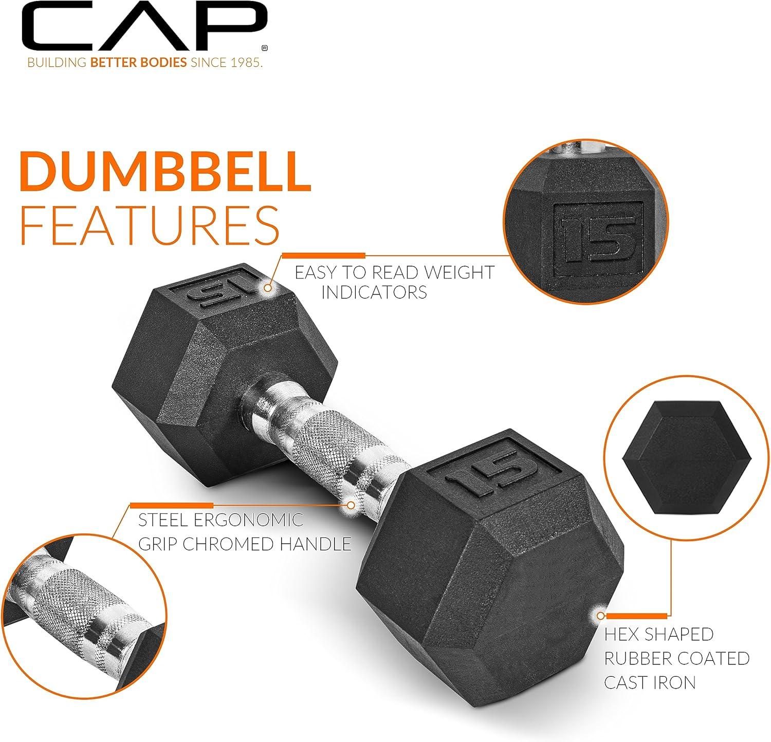 image:imageCAP Barbell 150 LB Coated Hex Dumbbell Weight Set with Vertical Rack Multiple OptionsWhite Rack