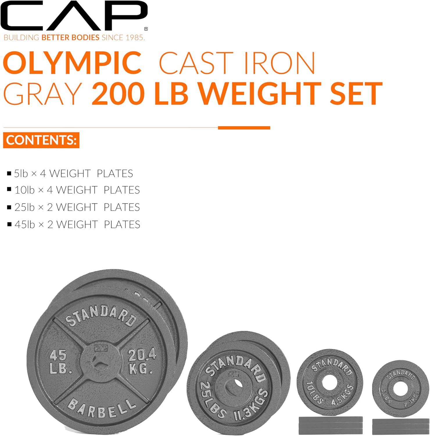 image:imageCAP Barbell 2Inch Olympic Cast Iron Plate Weight Set 75285 lbs Multiple OptionsCLASSIC GRAY