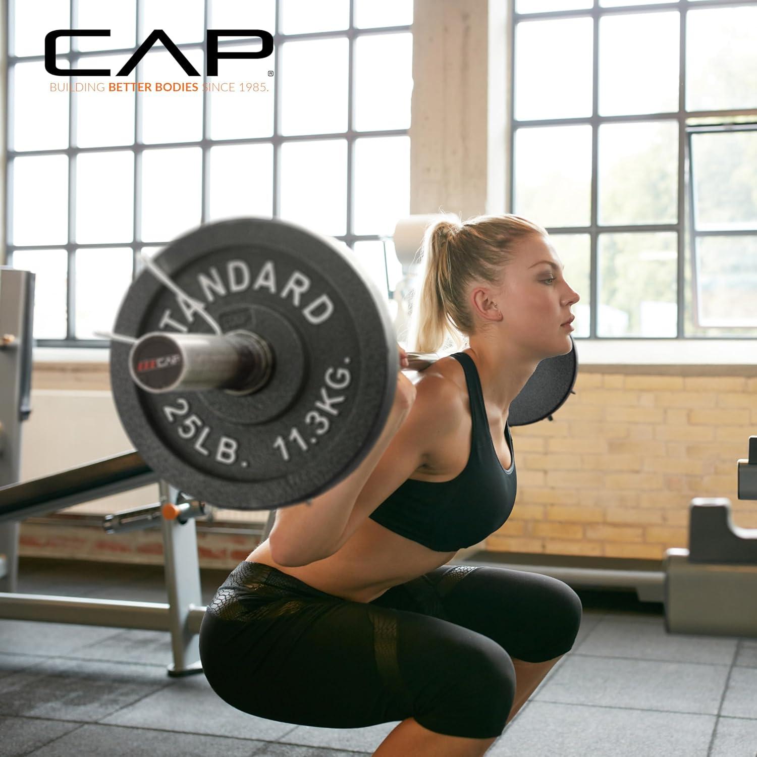 image:imageCAP Barbell 2Inch Olympic Cast Iron Plate Weight Set 75285 lbs Multiple OptionsCLASSIC GRAY