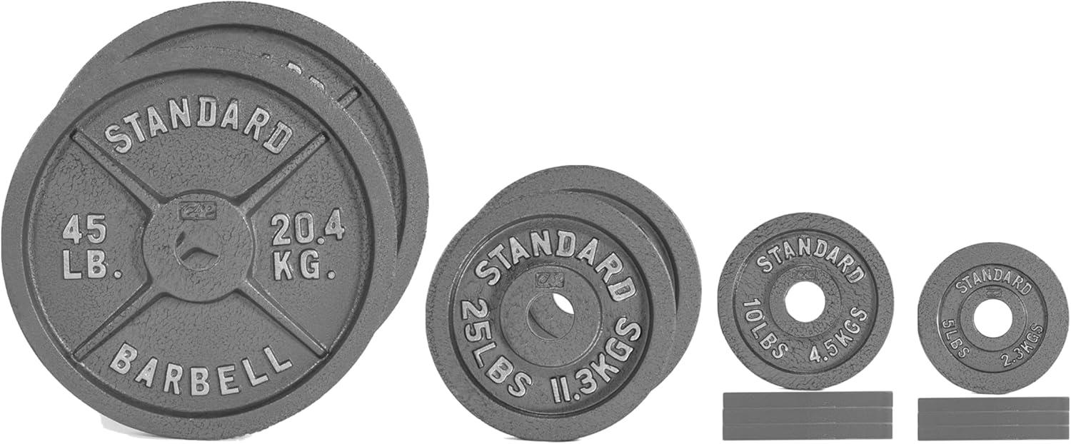 image:imageCAP Barbell 2Inch Olympic Cast Iron Plate Weight Set 75285 lbs Multiple OptionsCLASSIC GRAY