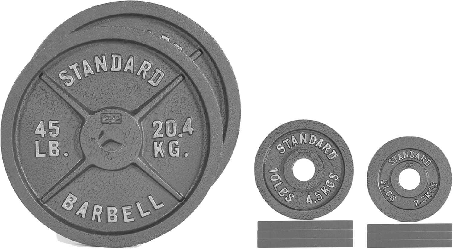 image:imageCAP Barbell 2Inch Olympic Cast Iron Plate Weight Set 75285 lbs Multiple OptionsCLASSIC GRAY