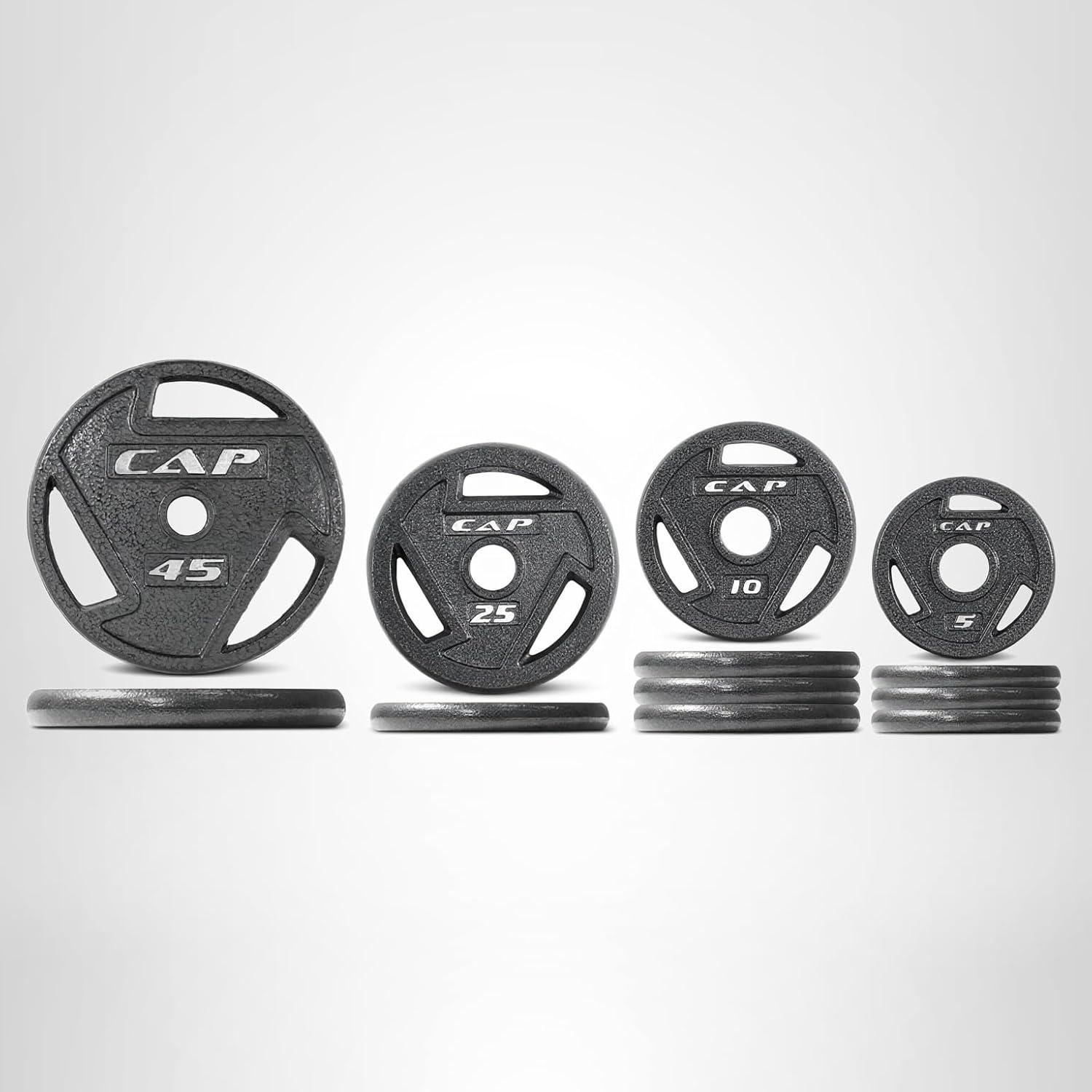 image:imageCAP Barbell 2Inch Olympic Cast Iron Plate Weight Set 75285 lbs Multiple OptionsELITE