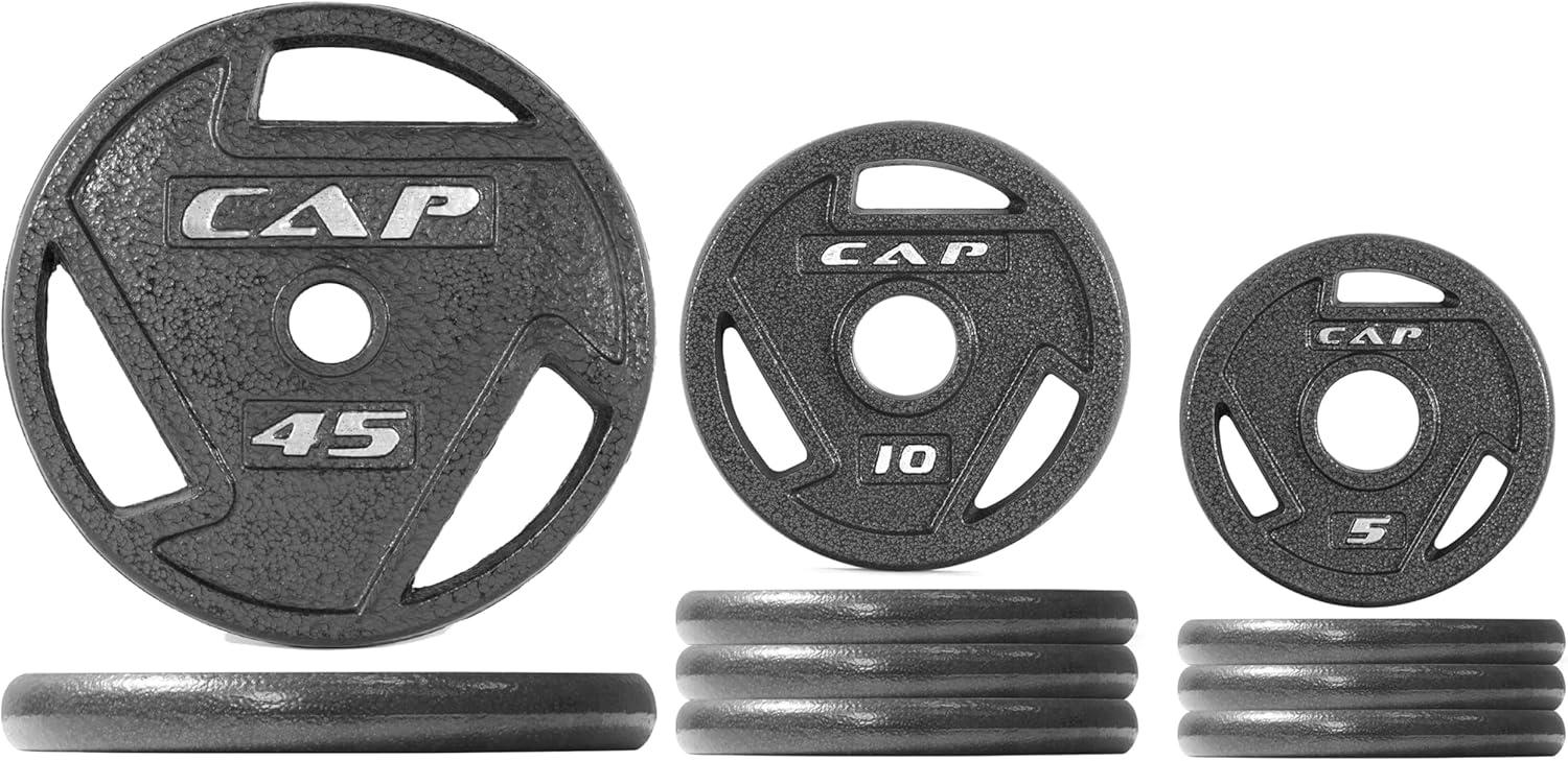 image:imageCAP Barbell 2Inch Olympic Cast Iron Plate Weight Set 75285 lbs Multiple OptionsELITE