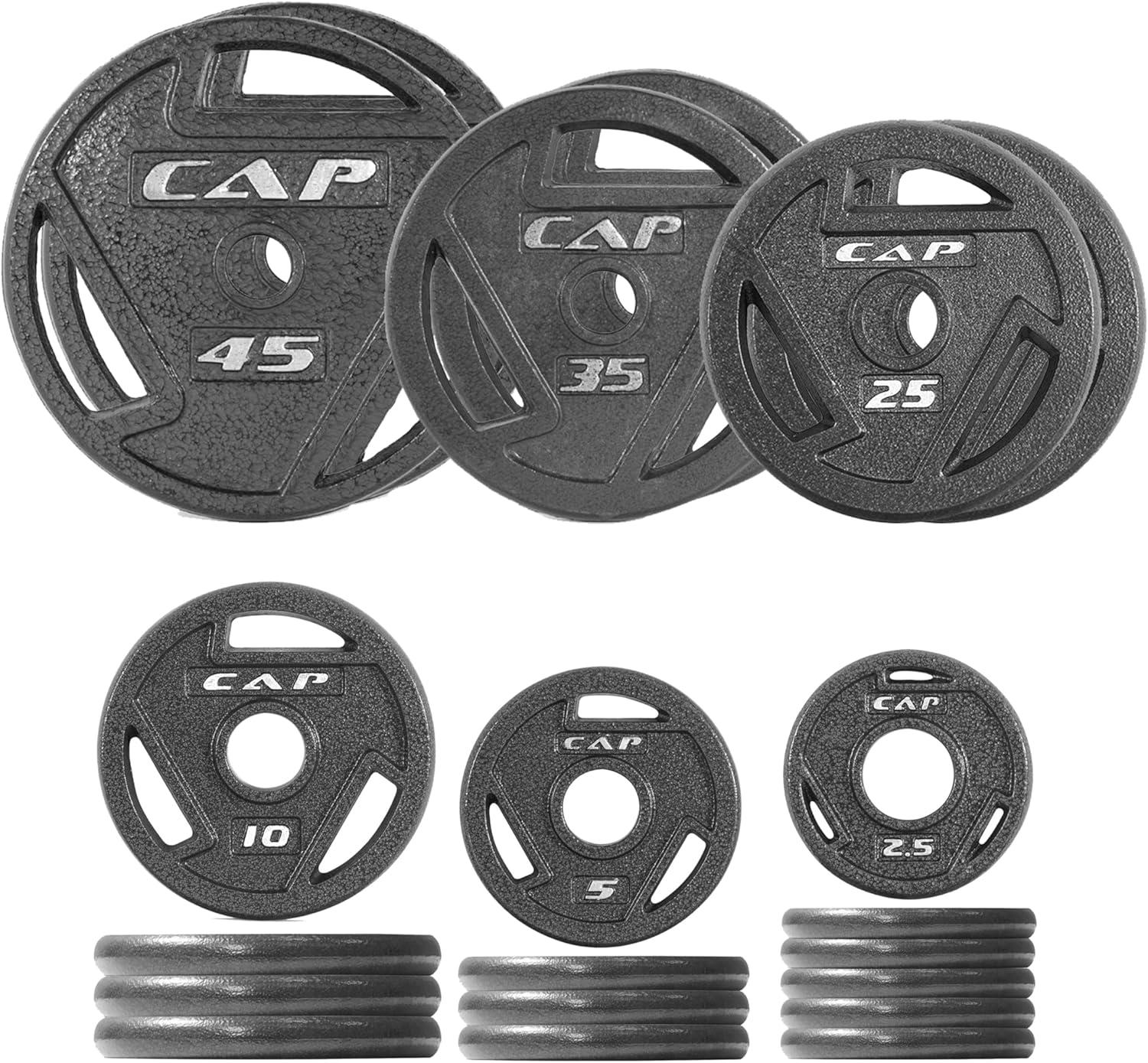 image:imageCAP Barbell 2Inch Olympic Cast Iron Plate Weight Set 75285 lbs Multiple OptionsELITE