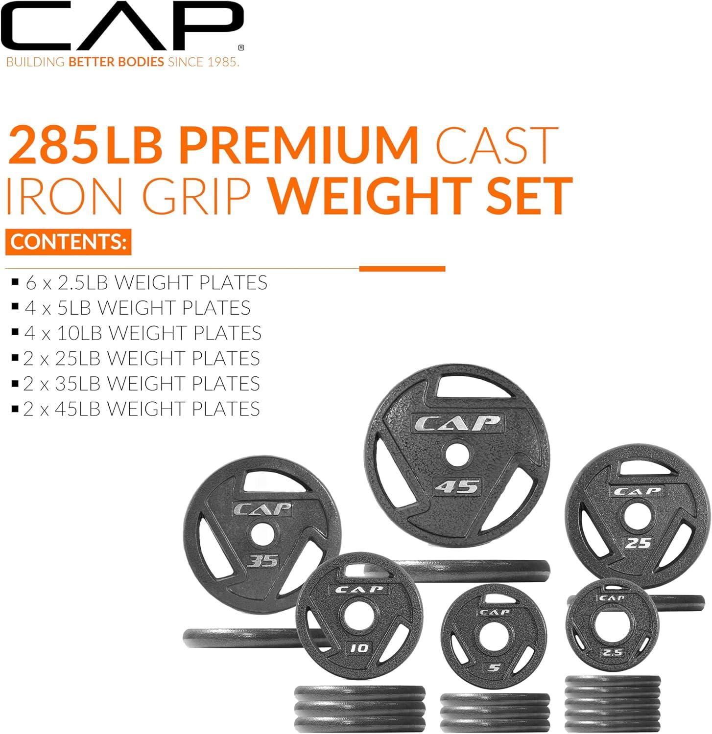 image:imageCAP Barbell 2Inch Olympic Cast Iron Plate Weight Set 75285 lbs Multiple OptionsELITE