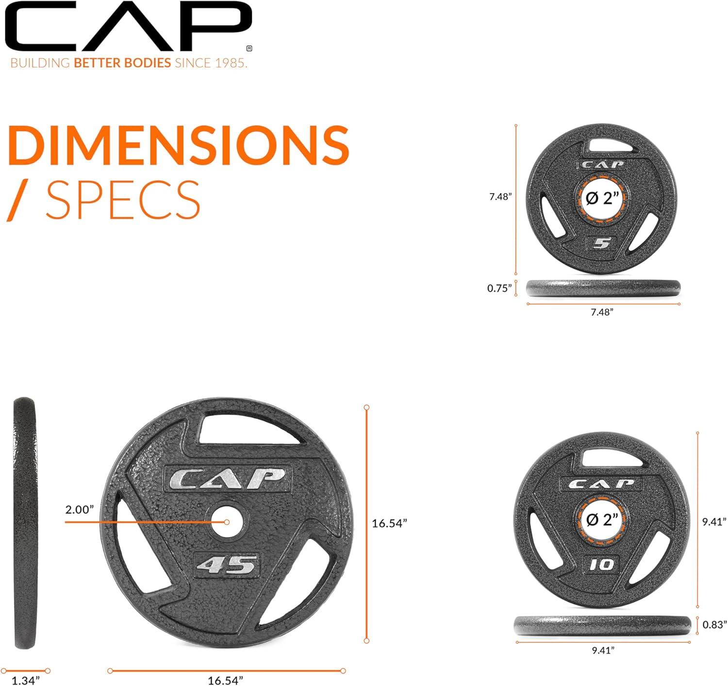 image:imageCAP Barbell 2Inch Olympic Cast Iron Plate Weight Set 75285 lbs Multiple OptionsELITE
