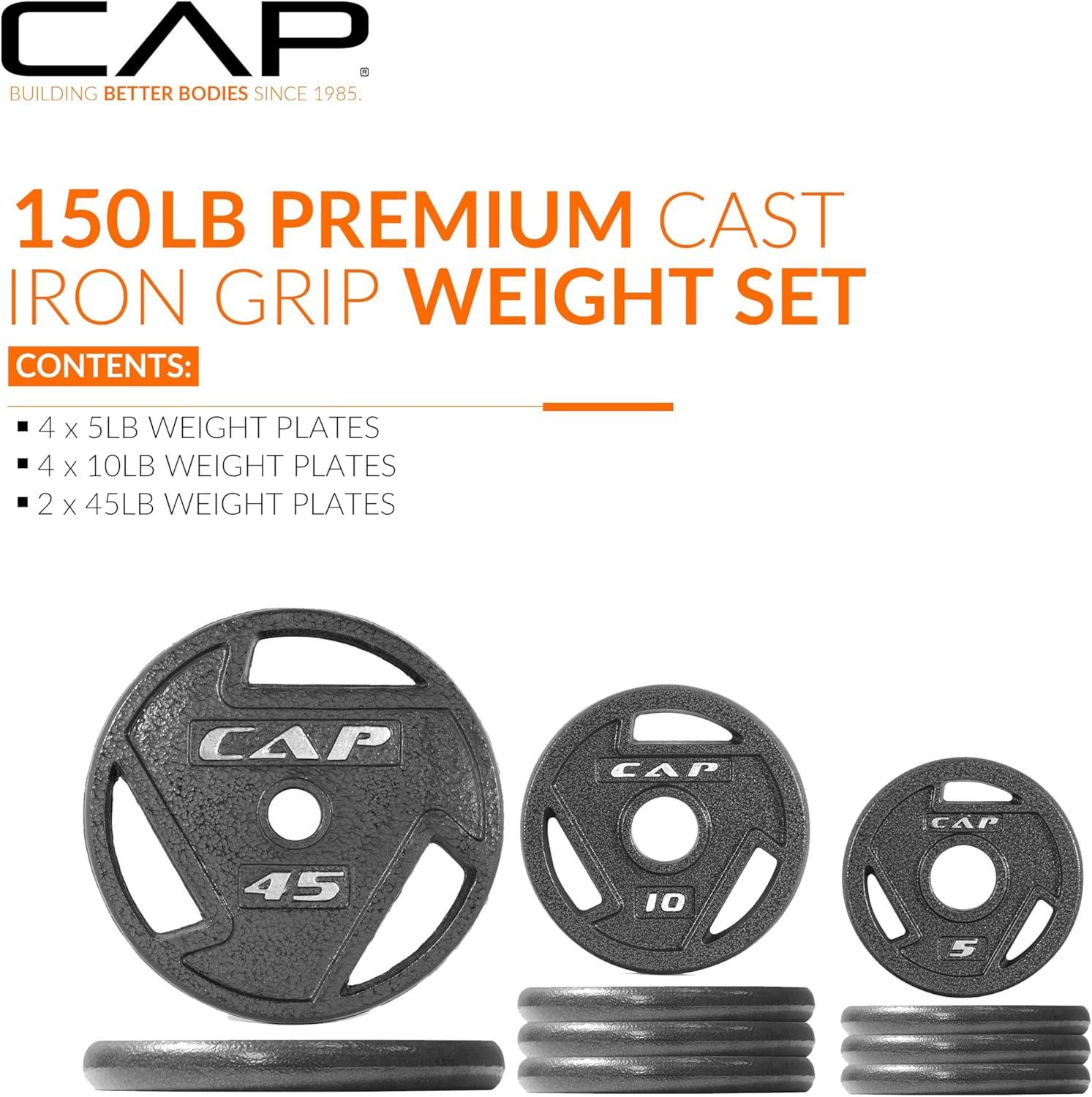 image:imageCAP Barbell 2Inch Olympic Cast Iron Plate Weight Set 75285 lbs Multiple OptionsELITE