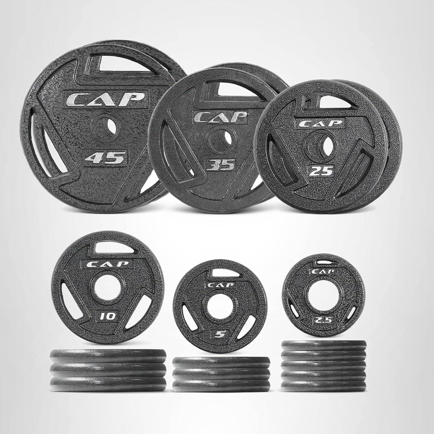 image:imageCAP Barbell 2Inch Olympic Cast Iron Plate Weight Set 75285 lbs Multiple OptionsELITE
