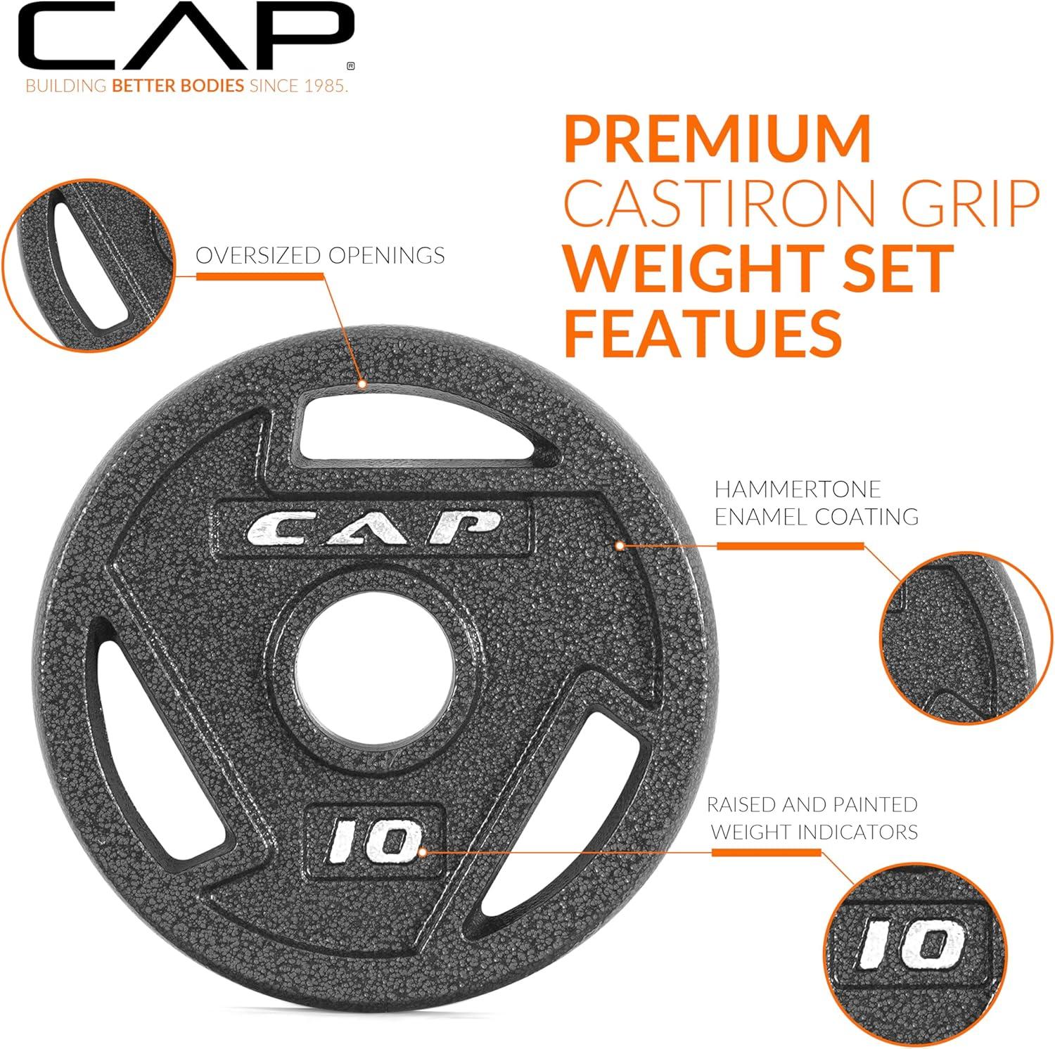 image:imageCAP Barbell 2Inch Olympic Cast Iron Plate Weight Set 75285 lbs Multiple OptionsELITE