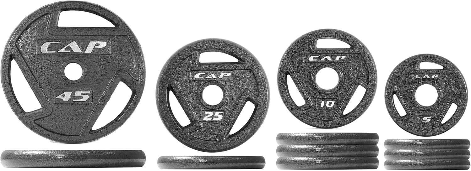 image:imageCAP Barbell 2Inch Olympic Cast Iron Plate Weight Set 75285 lbs Multiple OptionsELITE