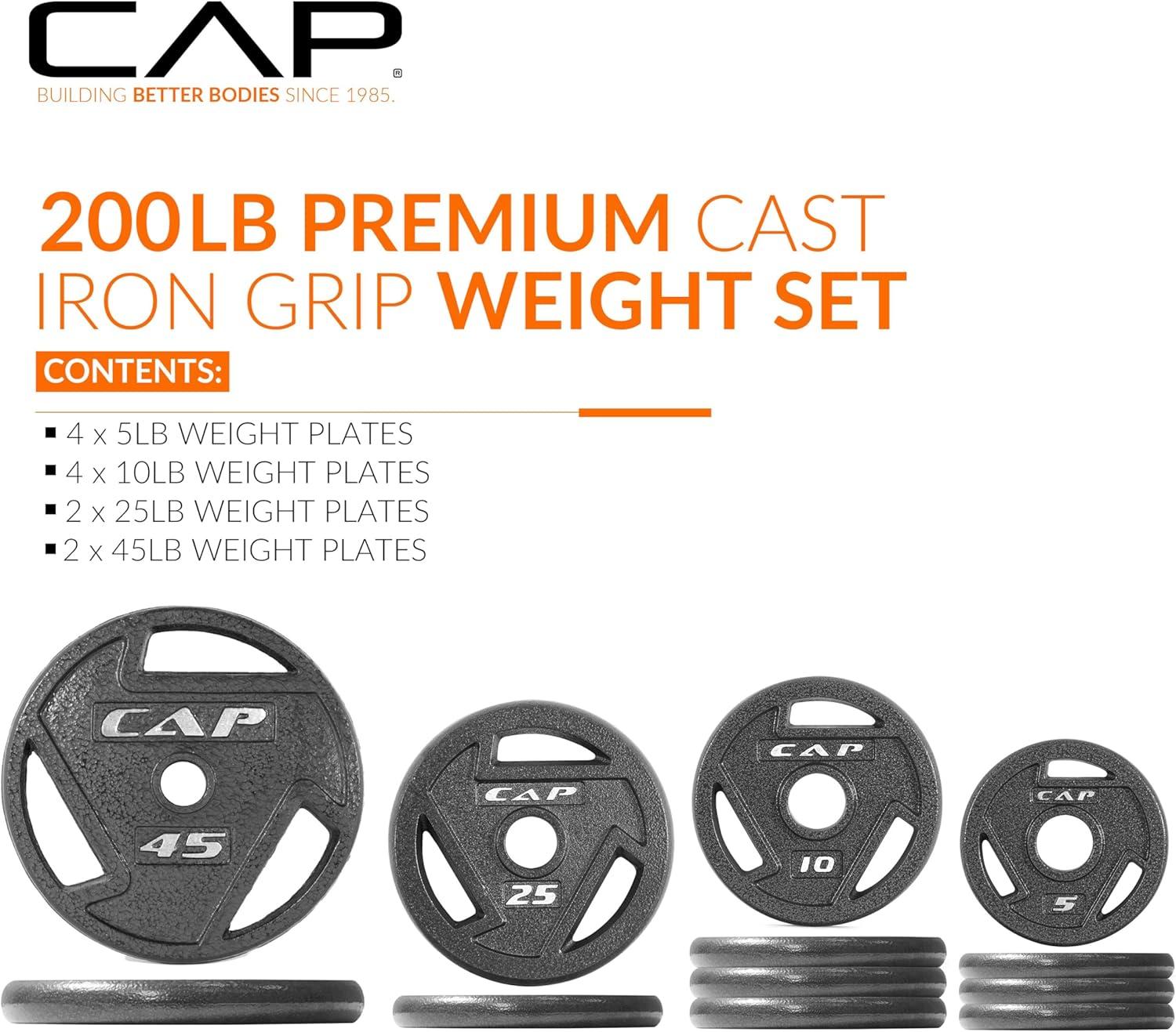 image:imageCAP Barbell 2Inch Olympic Cast Iron Plate Weight Set 75285 lbs Multiple OptionsELITE