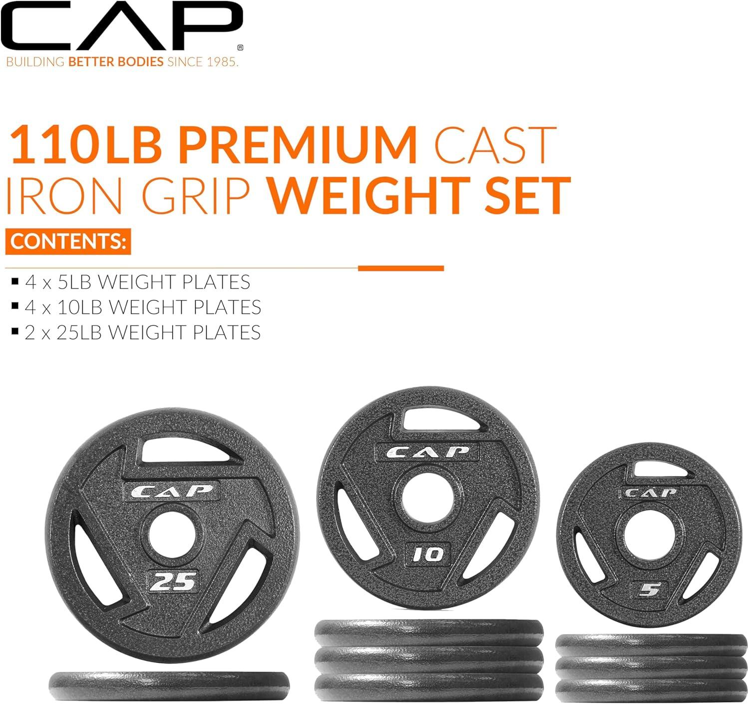 image:imageCAP Barbell 2Inch Olympic Cast Iron Plate Weight Set 75285 lbs Multiple OptionsELITE