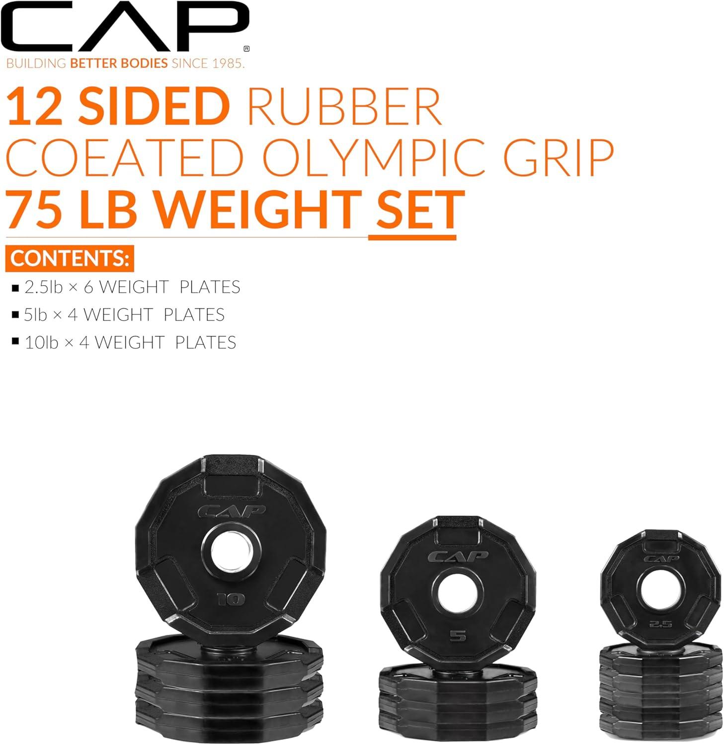 image:imageCAP Barbell 2Inch Olympic Cast Iron Plate Weight Set 75285 lbs Multiple OptionsPRO