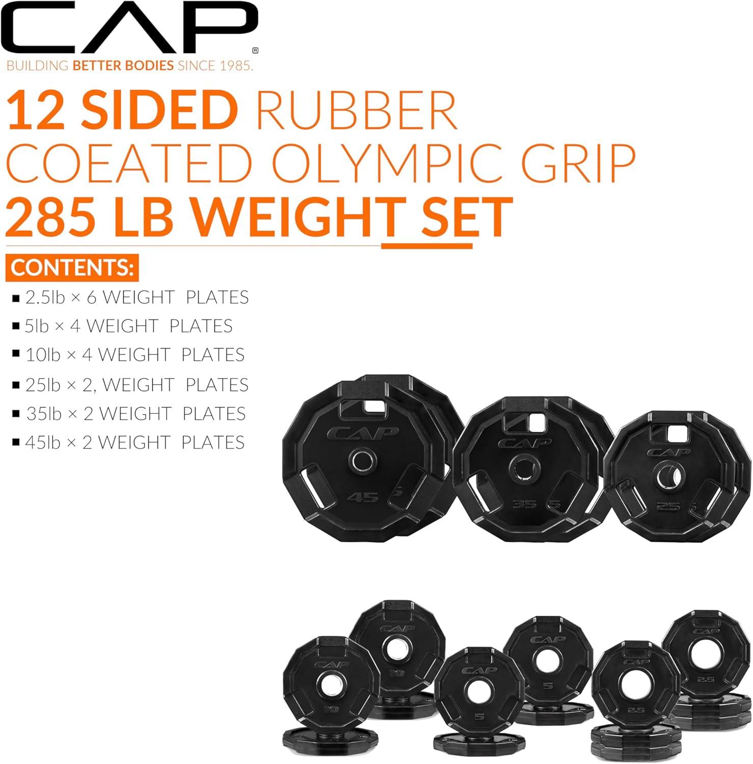 image:imageCAP Barbell 2Inch Olympic Cast Iron Plate Weight Set 75285 lbs Multiple OptionsPRO