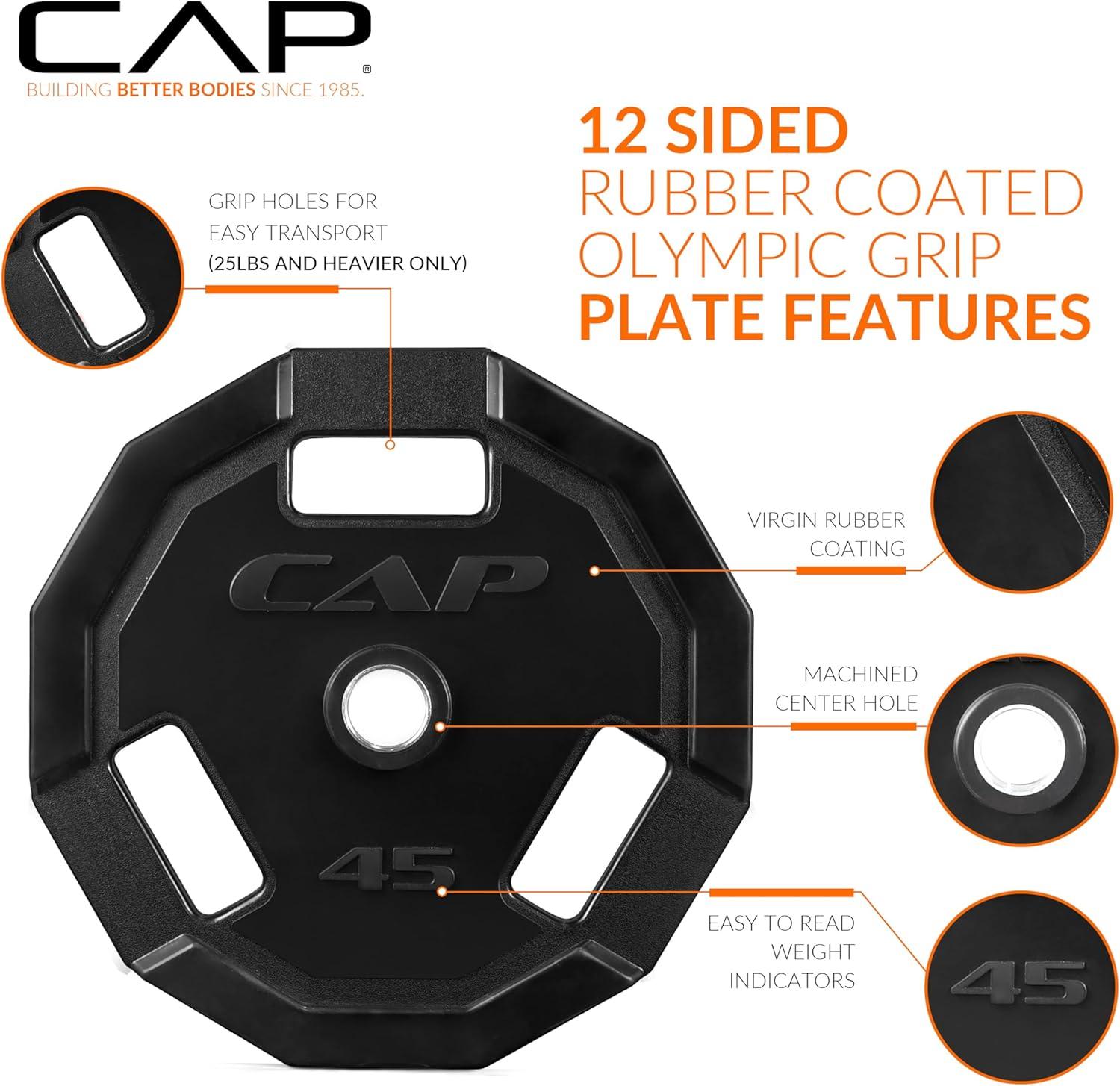 image:imageCAP Barbell 2Inch Olympic Cast Iron Plate Weight Set 75285 lbs Multiple OptionsPRO