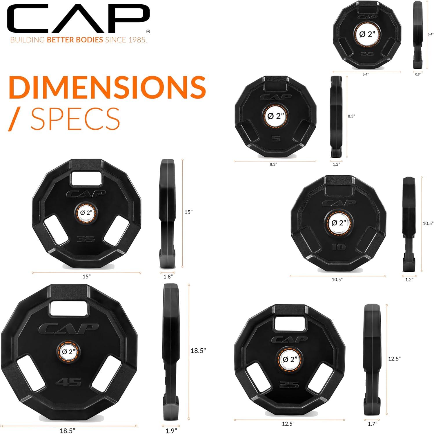 image:imageCAP Barbell 2Inch Olympic Cast Iron Plate Weight Set 75285 lbs Multiple OptionsPRO
