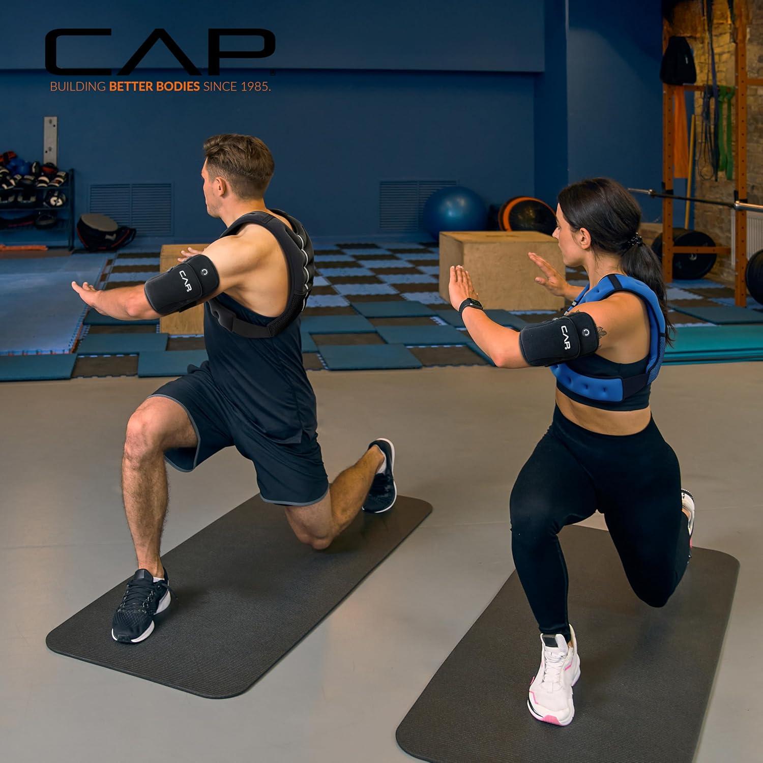 image:imageCAP Barbell 8LB Weighted Vest Unisex Workout Vest with Phone Pouch Reflective Strips and Adjustable Fit for Walking Running Cardio and Strength Training Black or BlueBlue