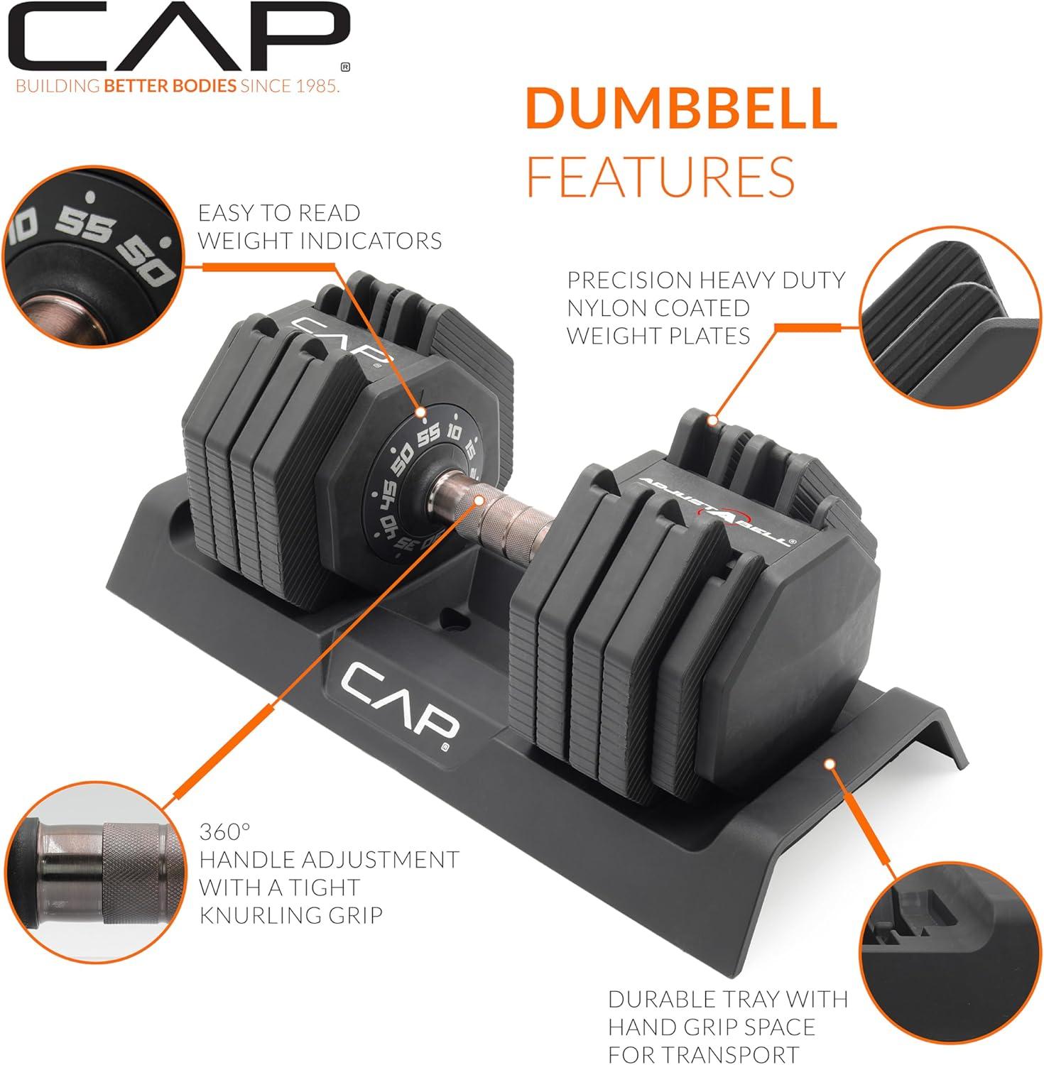 image:imageCAP Barbell ADJUSTABELL Adjustable 55 lb Hex Dumbbell Weights Singles amp Pairs Multiple Handle OptionsPair