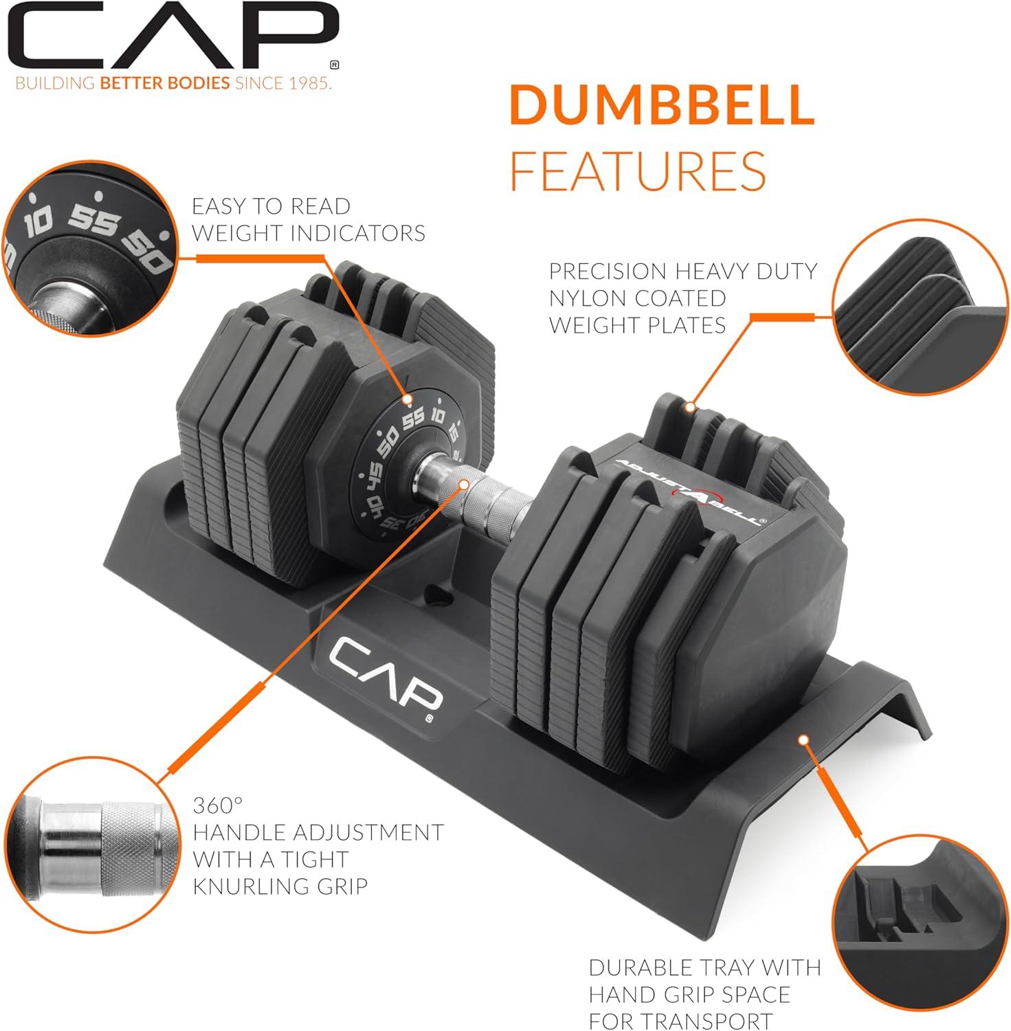image:imageCAP Barbell ADJUSTABELL Adjustable 55 lb Hex Dumbbell Weights Singles amp Pairs Multiple Handle OptionsPair