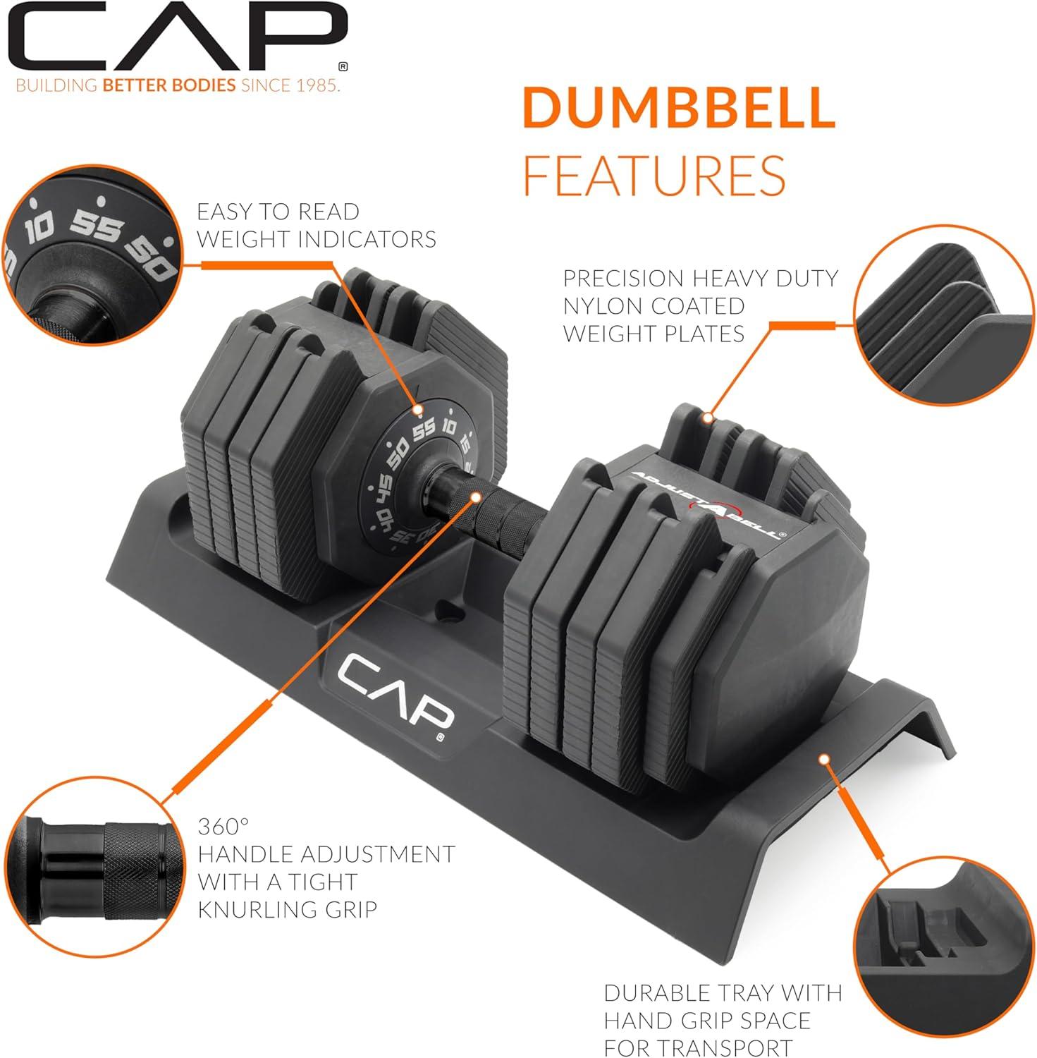image:imageCAP Barbell ADJUSTABELL Adjustable 55 lb Hex Dumbbell Weights Singles amp Pairs Multiple Handle OptionsPair