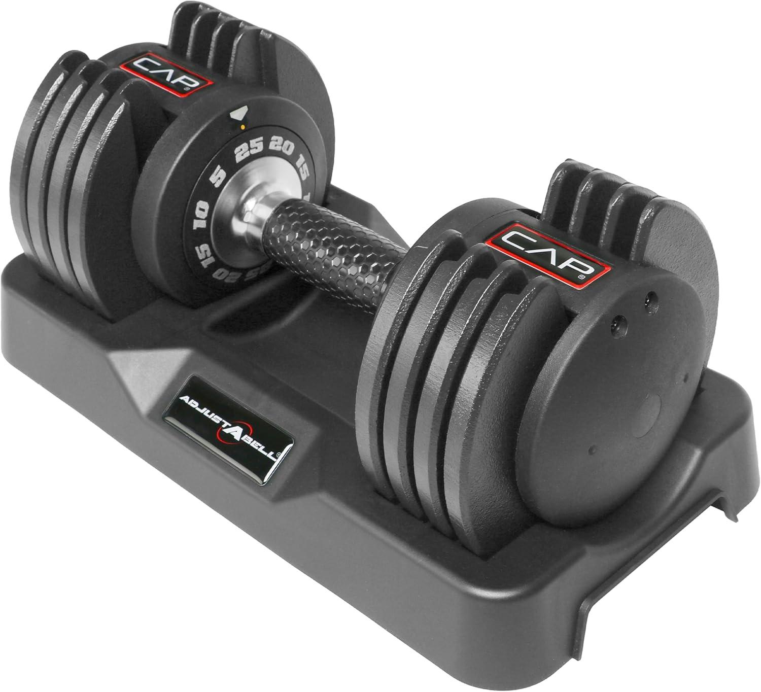 image:imageCAP Barbell ADJUSTABELL Adjustable Round Dumbbell Weights Singles amp Pairs 125 lb 25 lb amp 55 lb Multiple Handle OptionsSingle