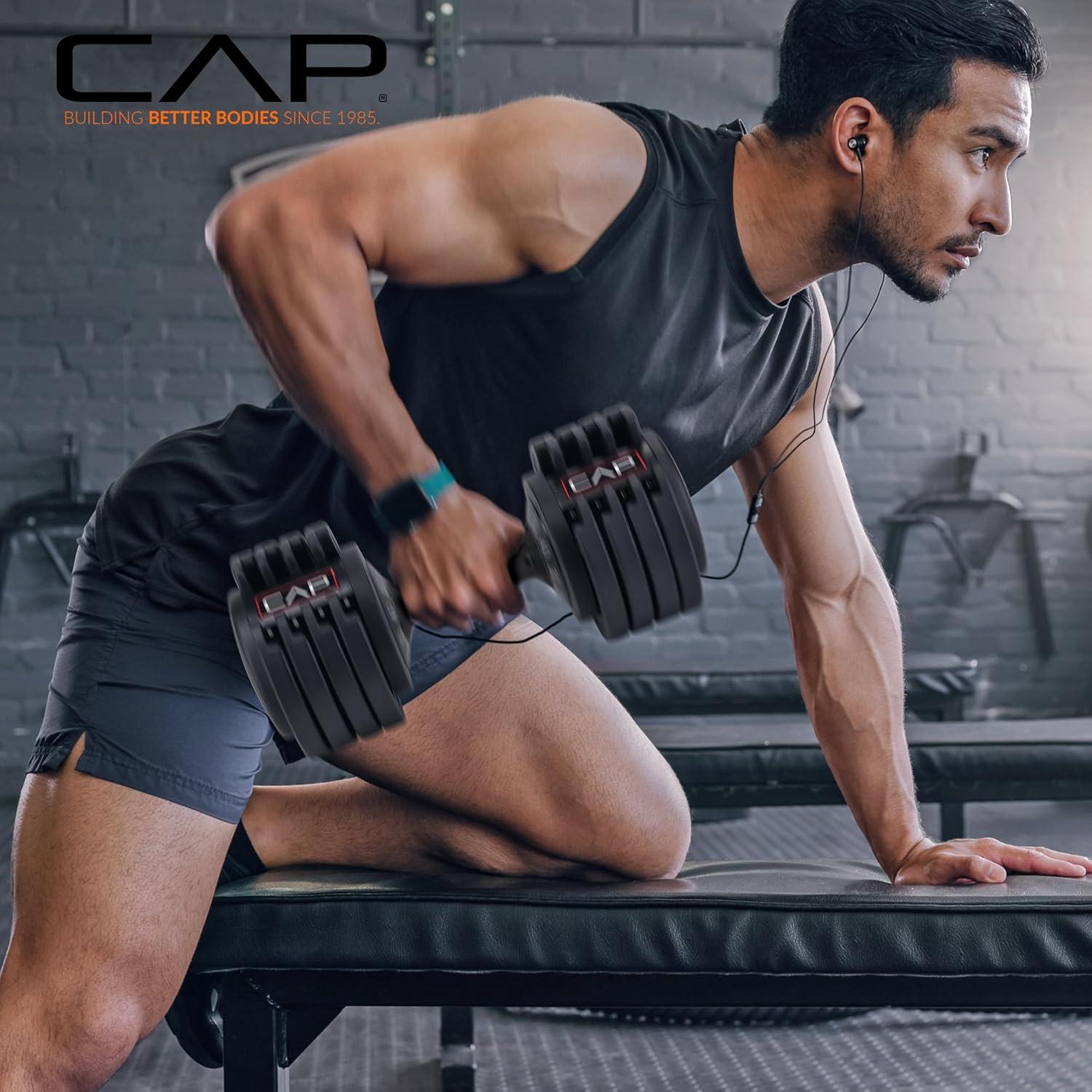 image:imageCAP Barbell ADJUSTABELL Adjustable Round Dumbbell Weights Singles amp Pairs 125 lb 25 lb amp 55 lb Multiple Handle OptionsSingle