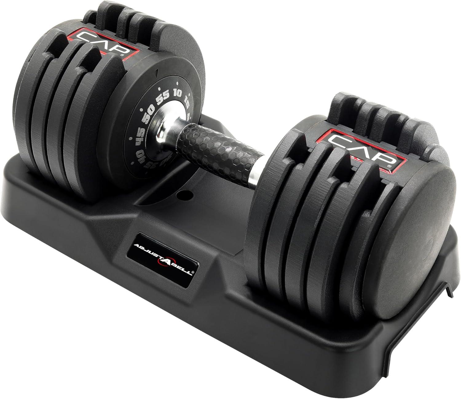 image:imageCAP Barbell ADJUSTABELL Adjustable Round Dumbbell Weights Singles amp Pairs 125 lb 25 lb amp 55 lb Multiple Handle OptionsSingle