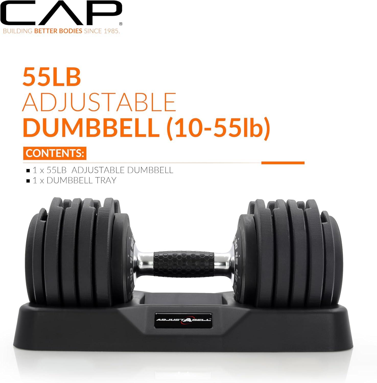 image:imageCAP Barbell ADJUSTABELL Adjustable Round Dumbbell Weights Singles amp Pairs 125 lb 25 lb amp 55 lb Multiple Handle OptionsSingle