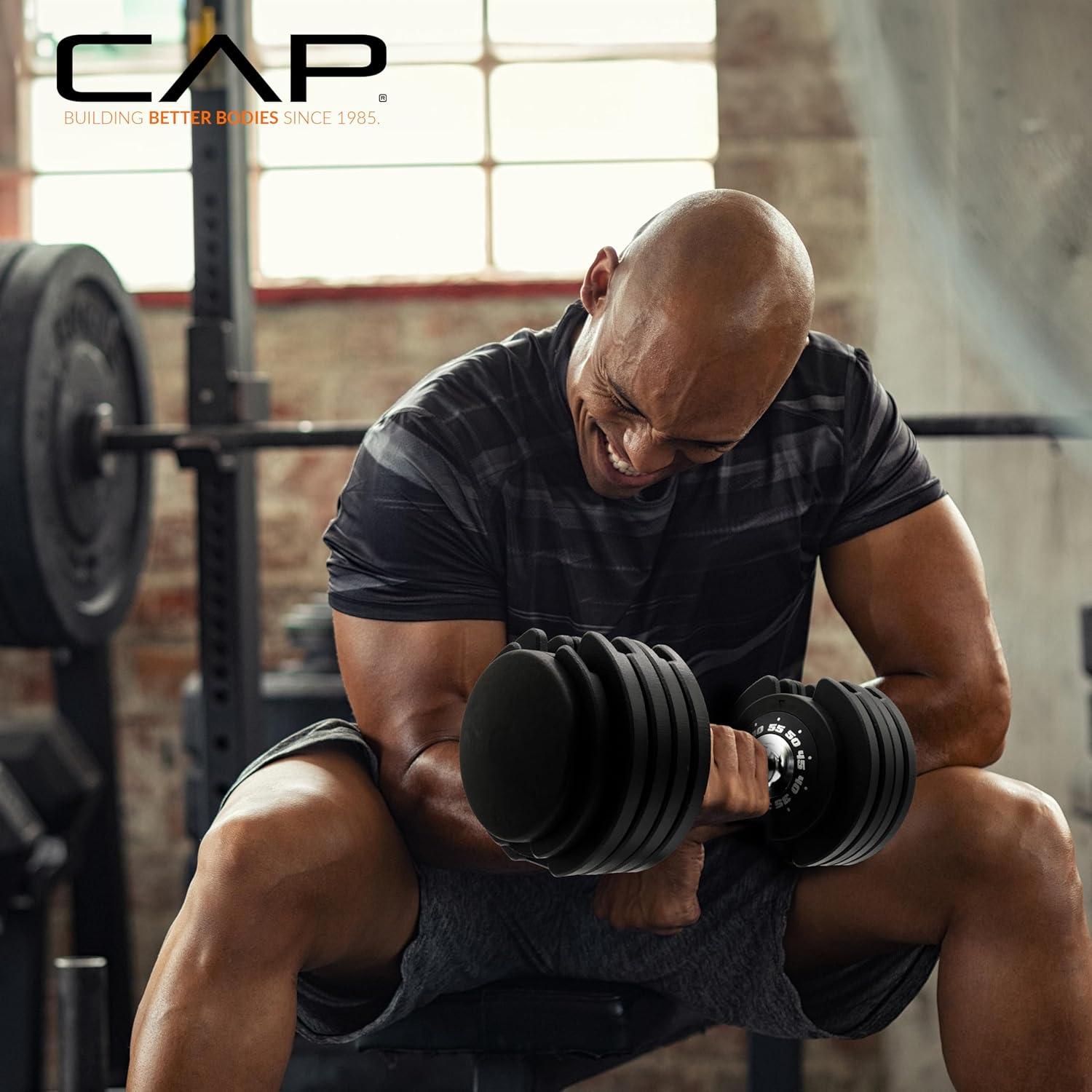 image:imageCAP Barbell ADJUSTABELL Adjustable Round Dumbbell Weights Singles amp Pairs 125 lb 25 lb amp 55 lb Multiple Handle OptionsSingle