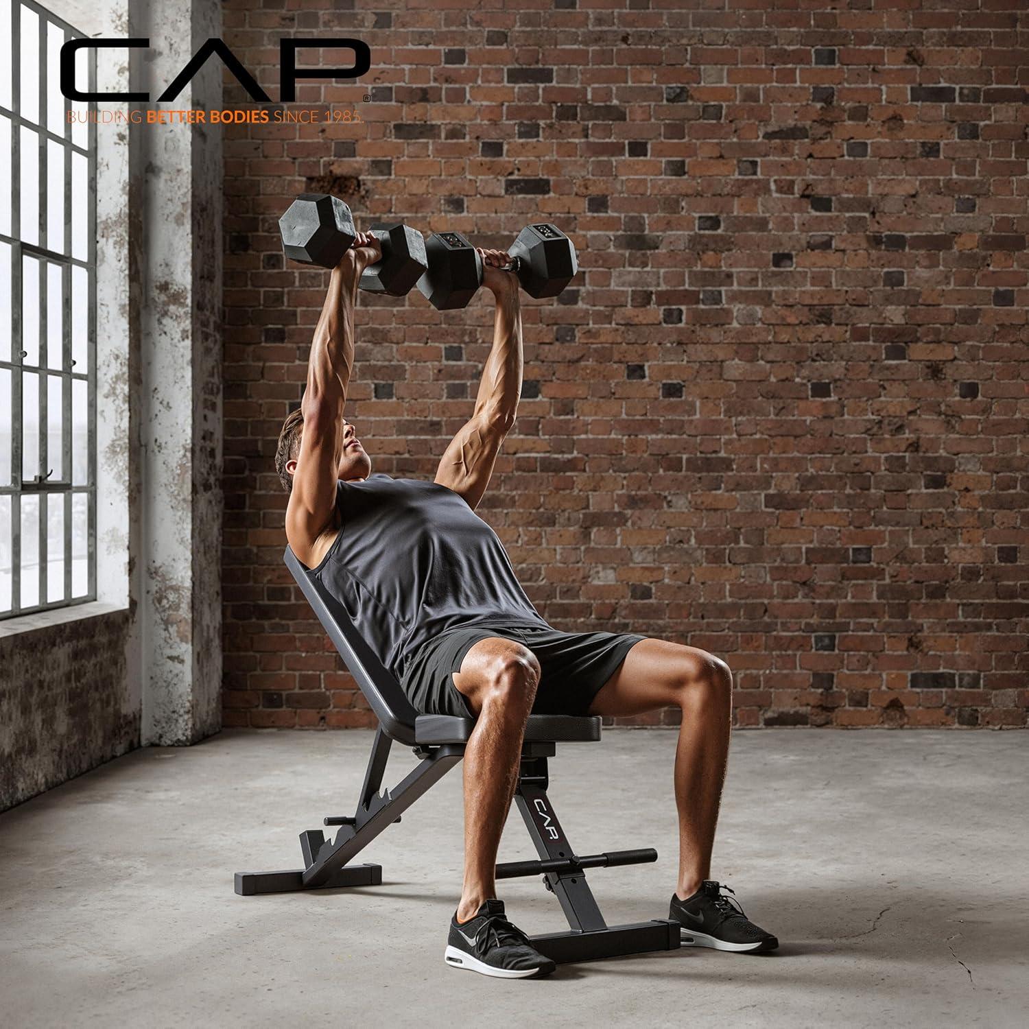 image:imageCAP Barbell Adjustable Training Utility Weight Bench Foldable MultiPosition InclineFlat Bench with 6 Backrest Settings Thick Padding amp 600 LB Capacity Home Gym Workout Bench