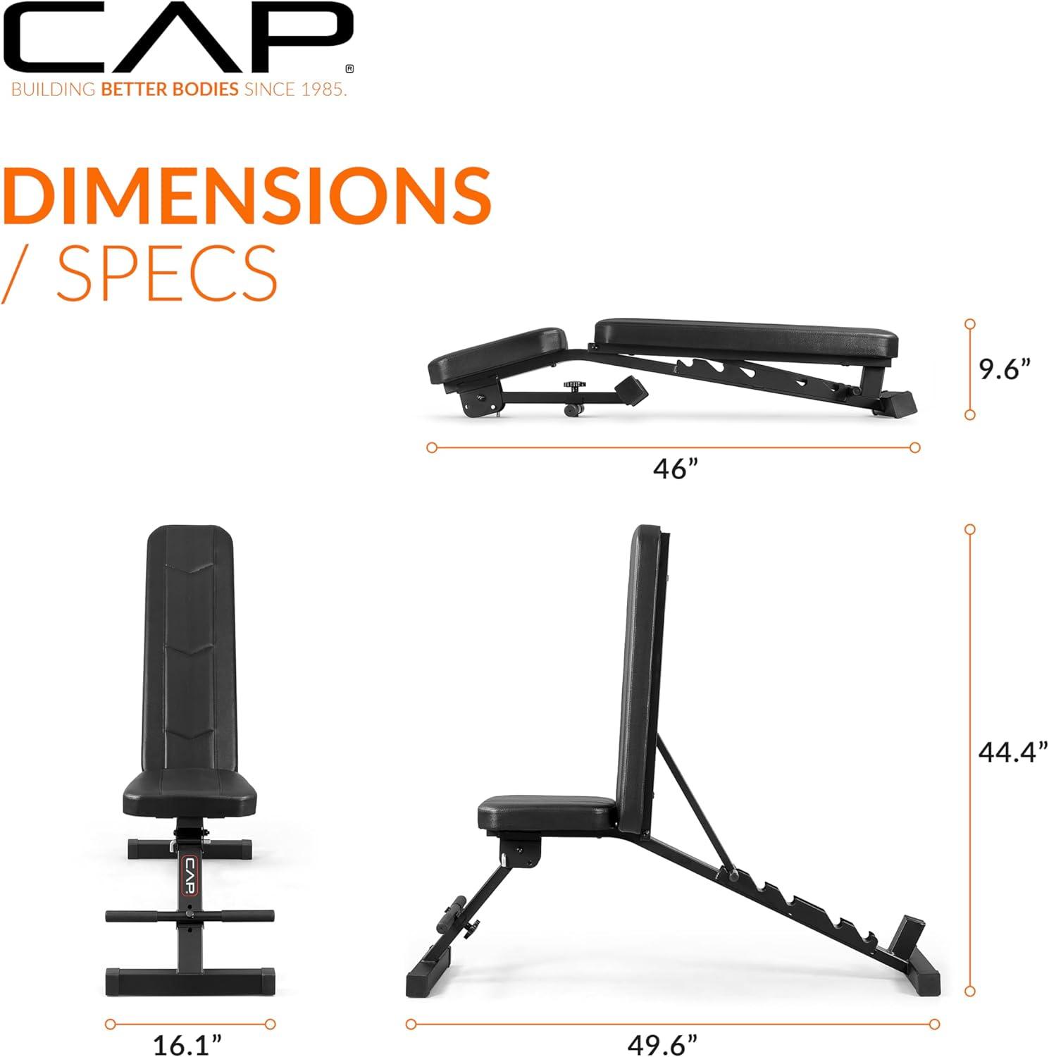 image:imageCAP Barbell Adjustable Training Utility Weight Bench Foldable MultiPosition InclineFlat Bench with 6 Backrest Settings Thick Padding amp 600 LB Capacity Home Gym Workout Bench