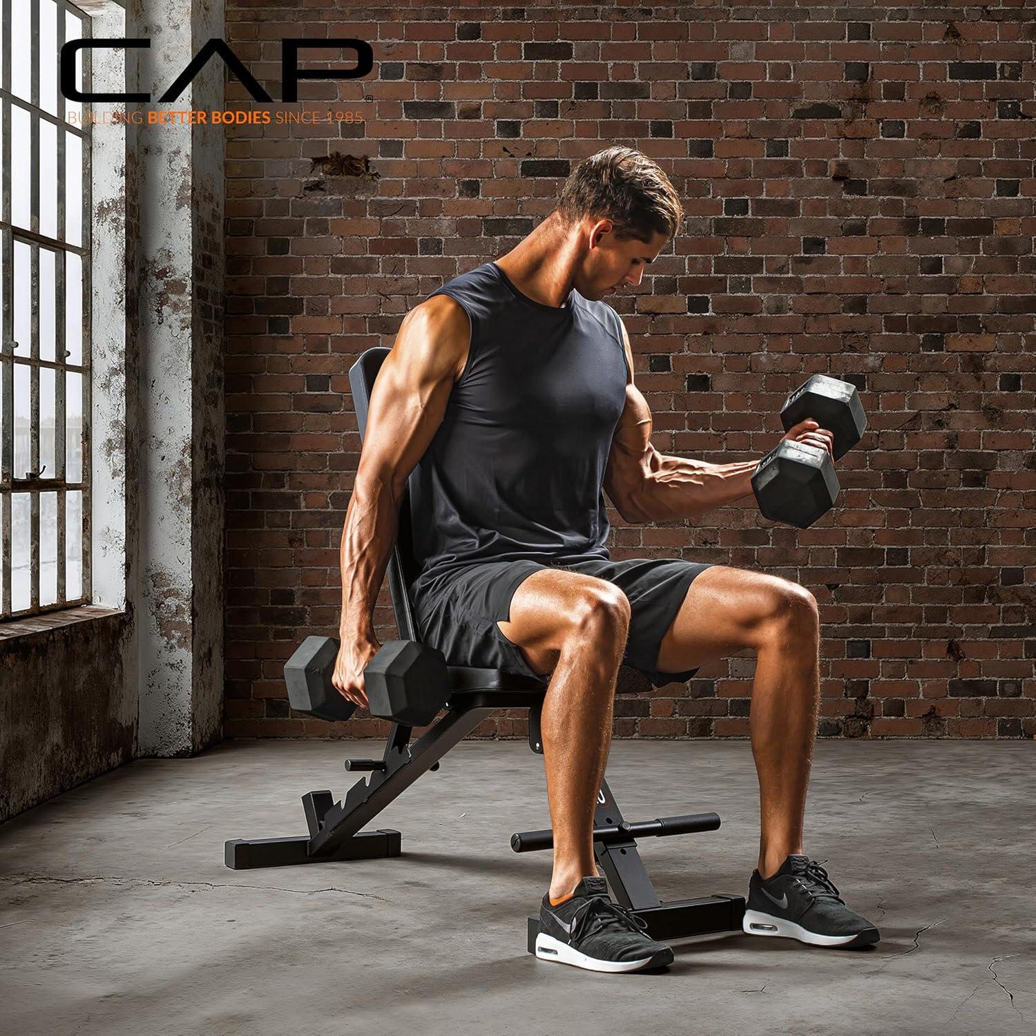 image:imageCAP Barbell Adjustable Training Utility Weight Bench Foldable MultiPosition InclineFlat Bench with 6 Backrest Settings Thick Padding amp 600 LB Capacity Home Gym Workout Bench