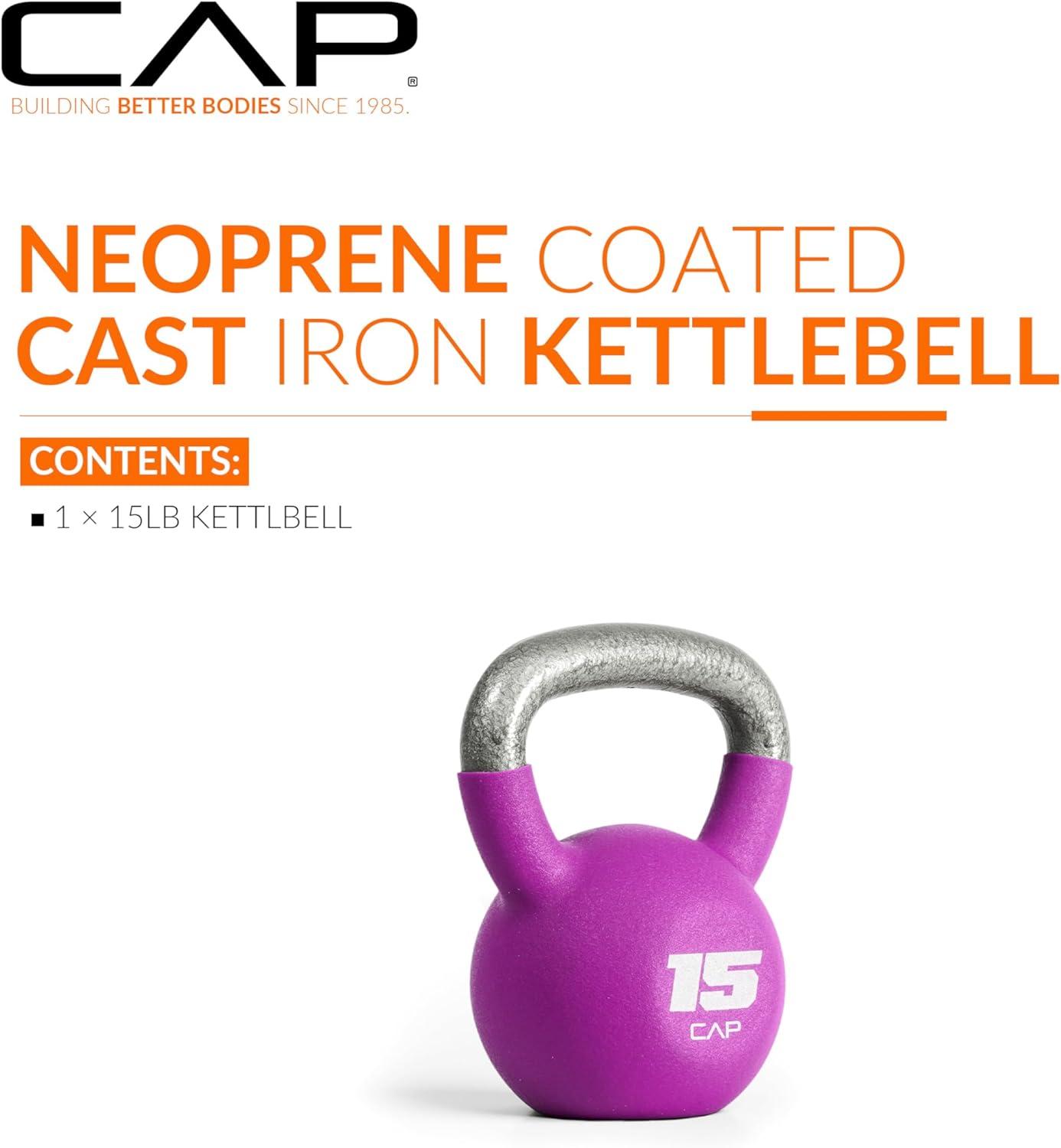 image:imageCAP Barbell Cast Iron Kettlebell Coated Options Singles and Sets Multiple Weight Choices15 pounds