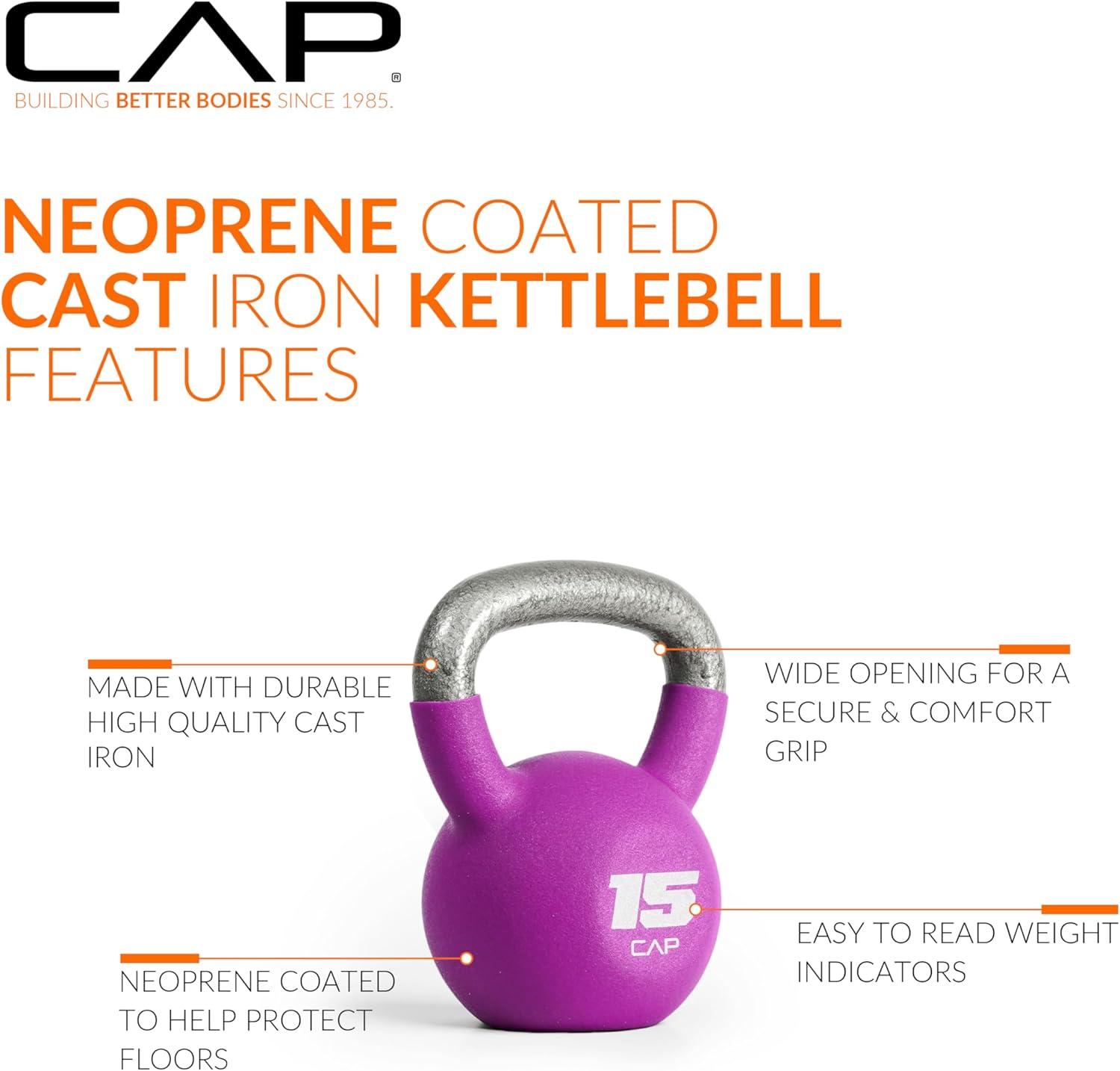 image:imageCAP Barbell Cast Iron Kettlebell Coated Options Singles and Sets Multiple Weight Choices15 pounds