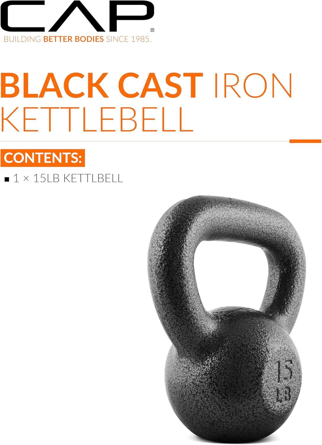 image:imageCAP Barbell Cast Iron Kettlebell Coated Options Singles and Sets Multiple Weight Choices15 pounds