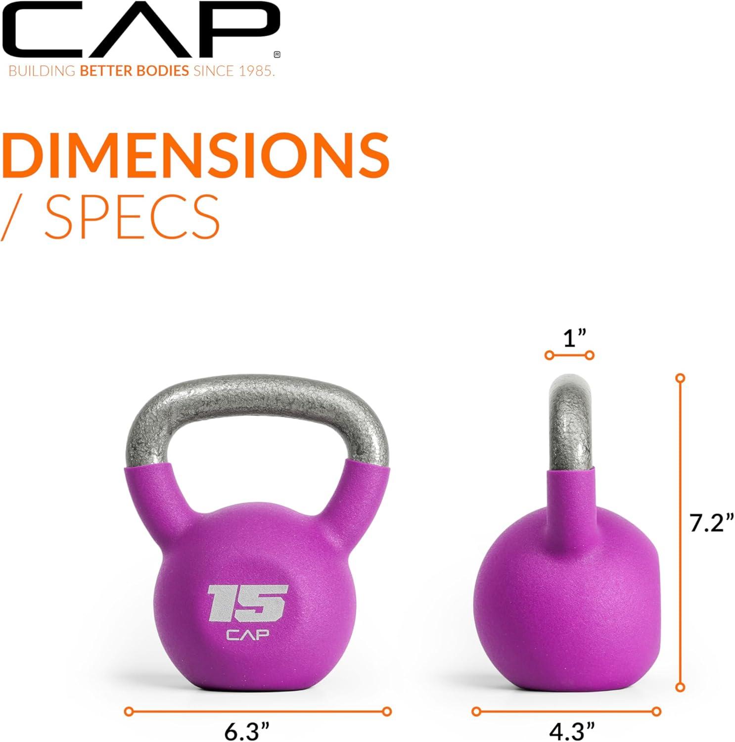 image:imageCAP Barbell Cast Iron Kettlebell Coated Options Singles and Sets Multiple Weight Choices15 pounds