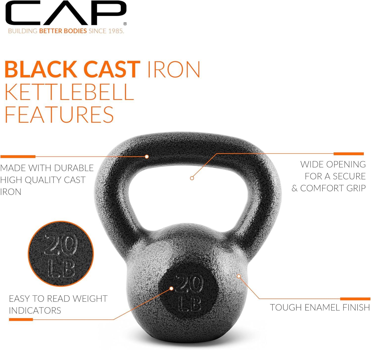 image:imageCAP Barbell Cast Iron Kettlebell Coated Options Singles and Sets Multiple Weight Choices20 pounds