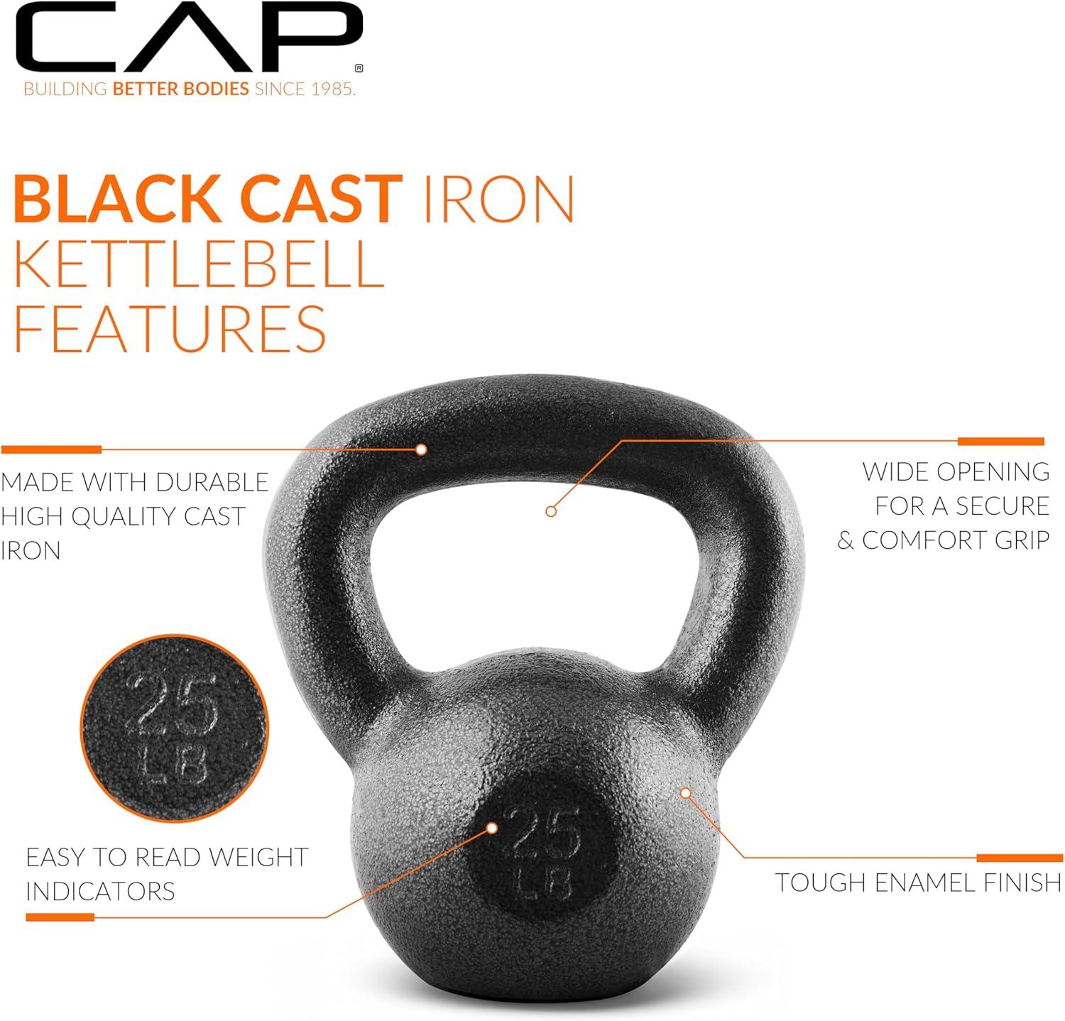 image:imageCAP Barbell Cast Iron Kettlebell Coated Options Singles and Sets Multiple Weight Choices25 pounds