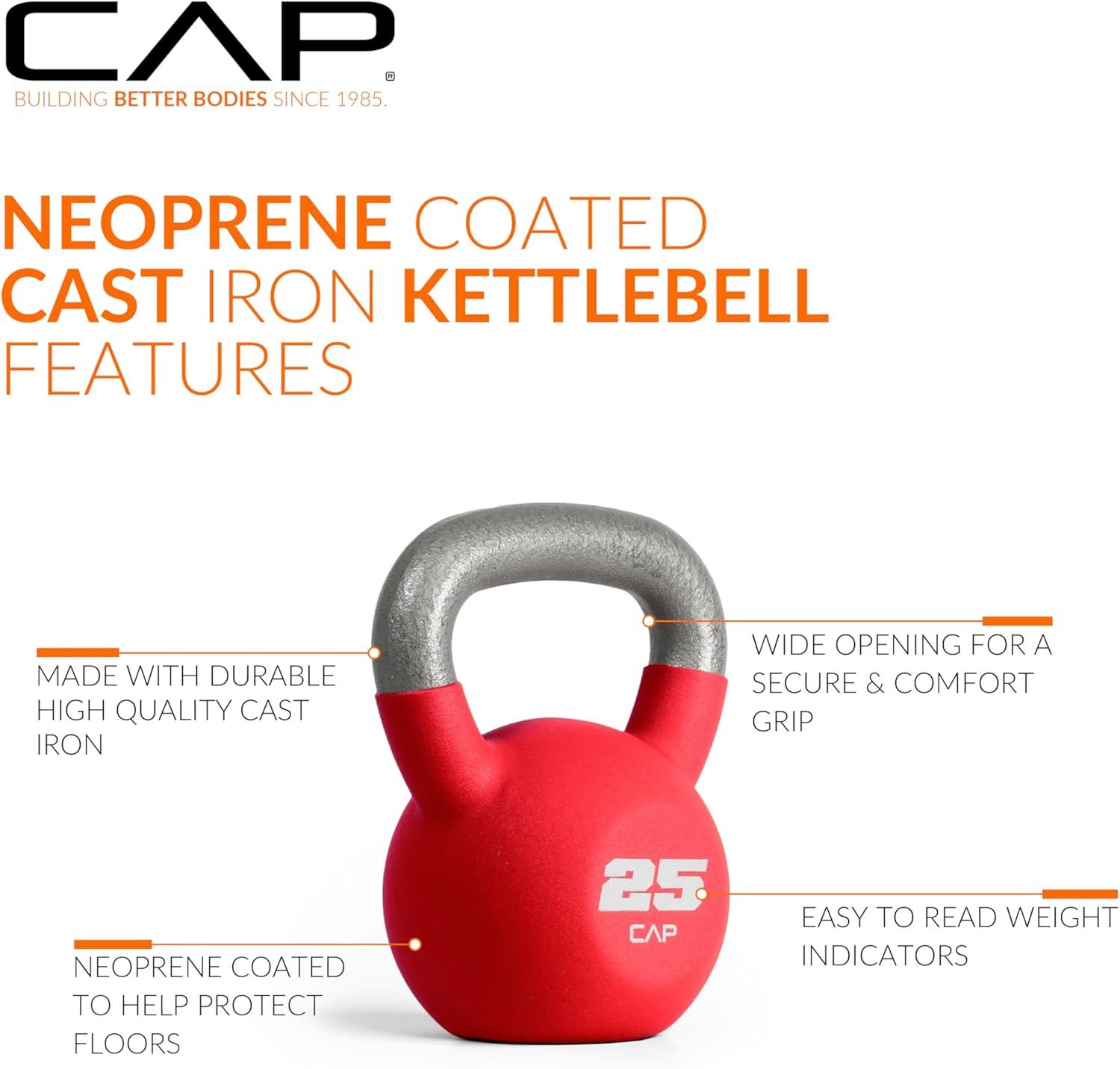 image:imageCAP Barbell Cast Iron Kettlebell Coated Options Singles and Sets Multiple Weight Choices25 pounds